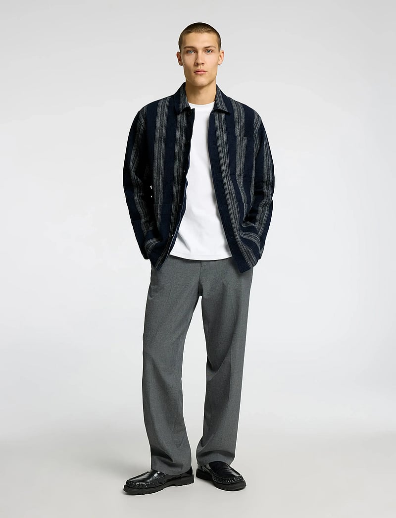 Selected - SLHTONY WAFFLE STRIPE OVERSHIRT - kollektioner - sky captain - 5