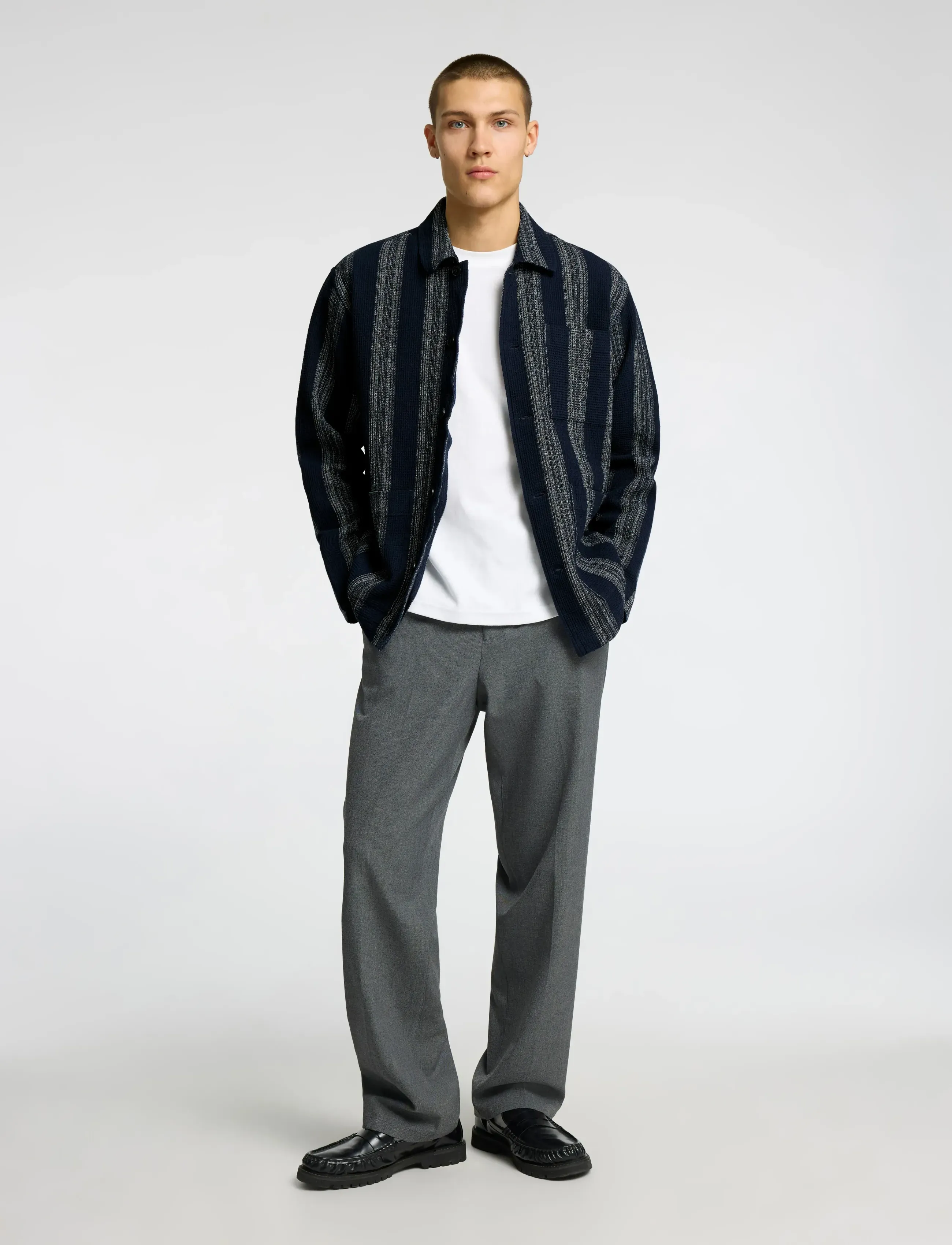 Selected - SLHTONY WAFFLE STRIPE OVERSHIRT - nach anlass kaufen - sky captain - 5