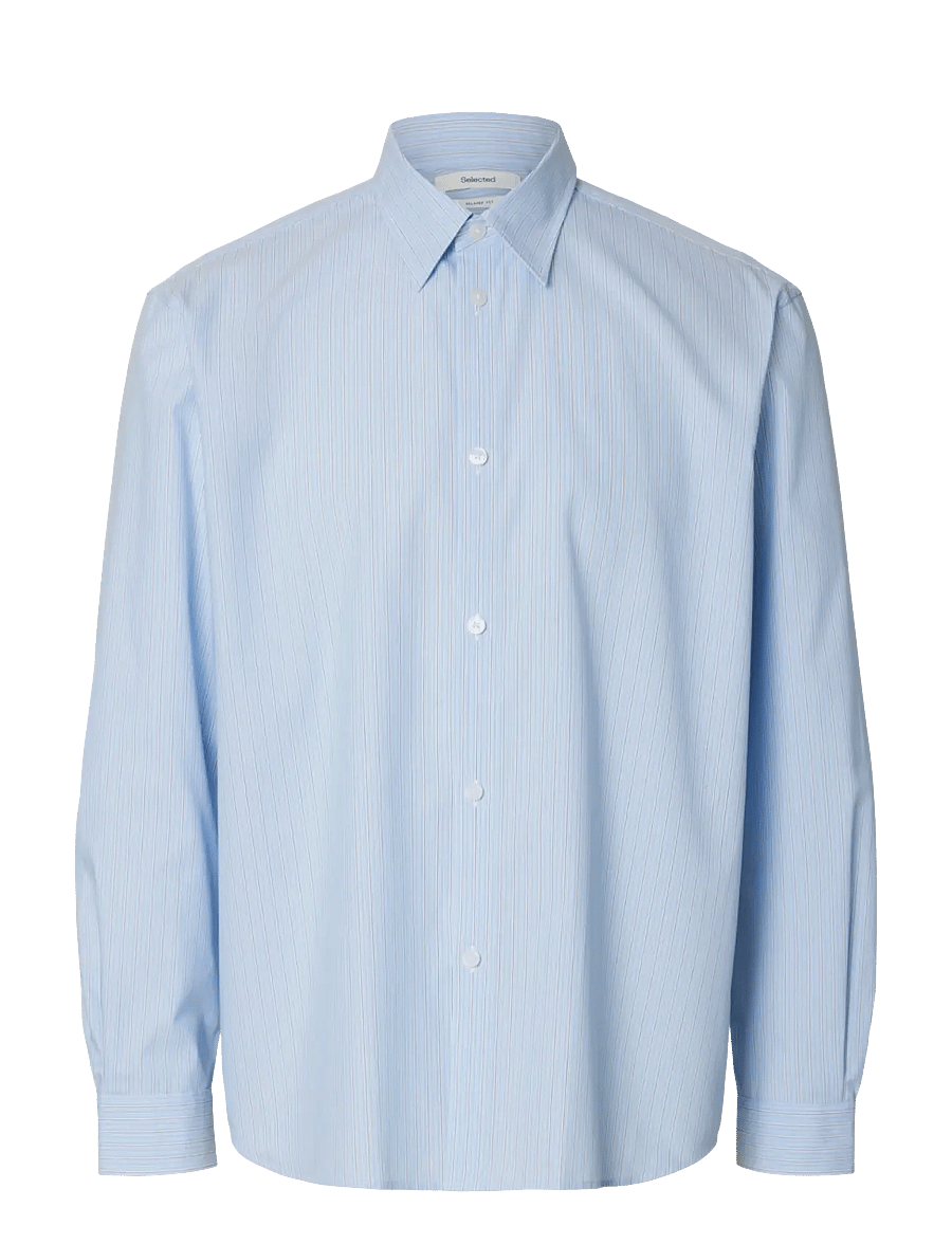 Selected - SLHRLXBEN STRIPE LS SHIRT - stribede skjorter - della robbia blue - 1