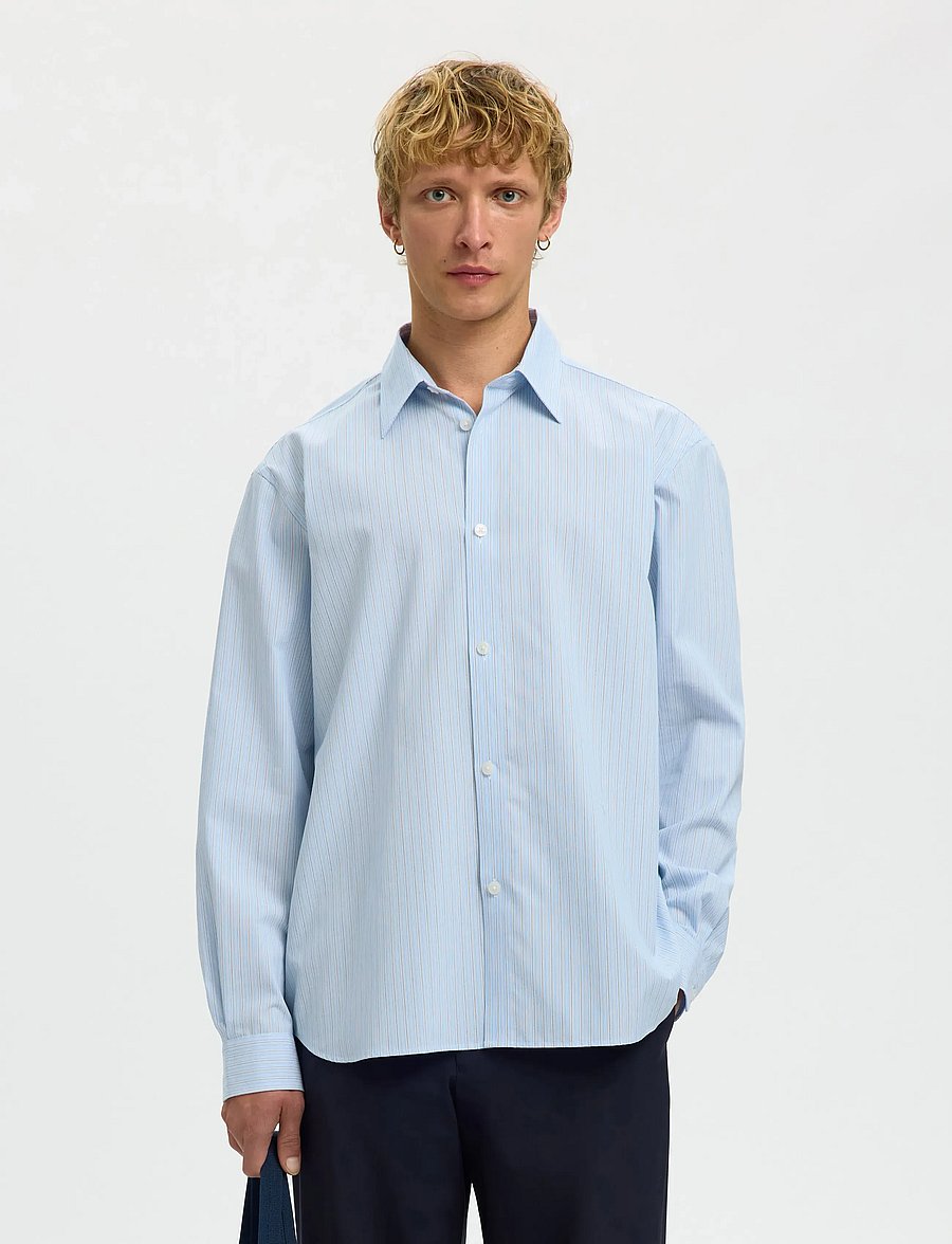 Selected - SLHRLXBEN STRIPE LS SHIRT - stribede skjorter - della robbia blue - 0