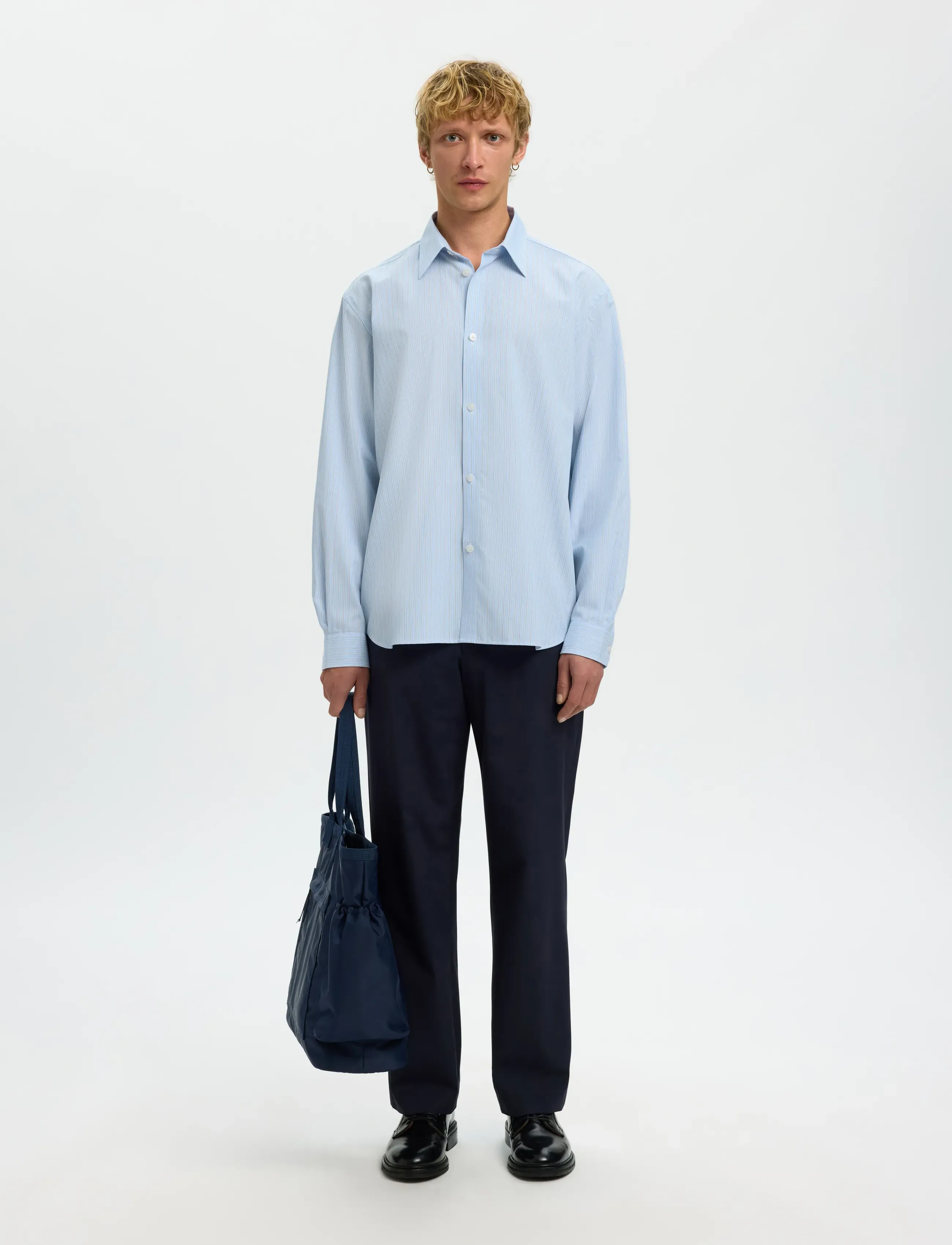 Selected - SLHRLXBEN STRIPE LS SHIRT - stribede skjorter - della robbia blue - 3