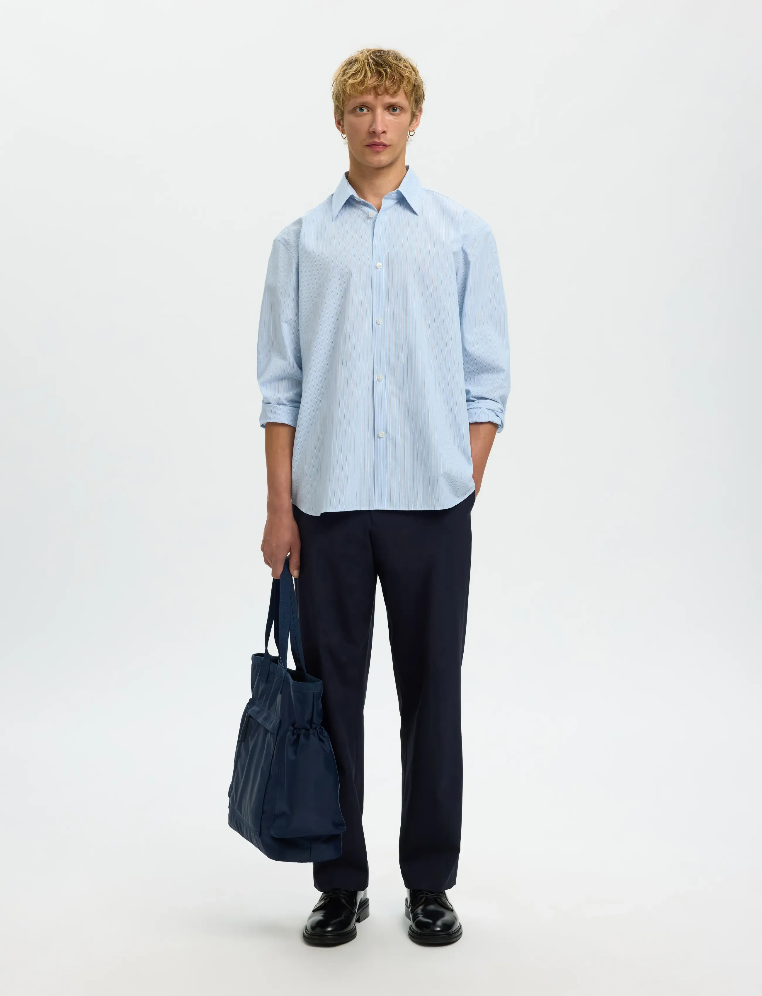 Selected - SLHRLXBEN STRIPE LS SHIRT - stribede skjorter - della robbia blue - 5