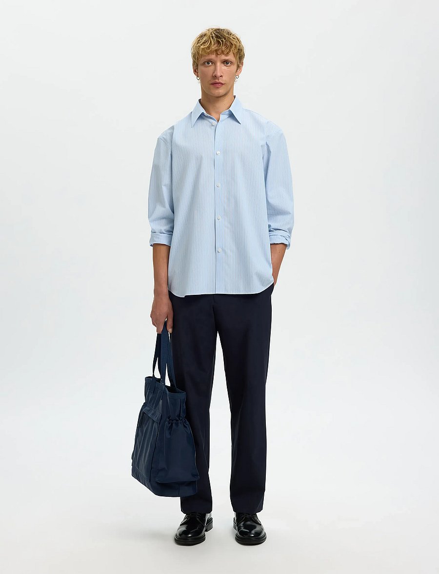 Selected - SLHRLXBEN STRIPE LS SHIRT - stribede skjorter - della robbia blue - 5