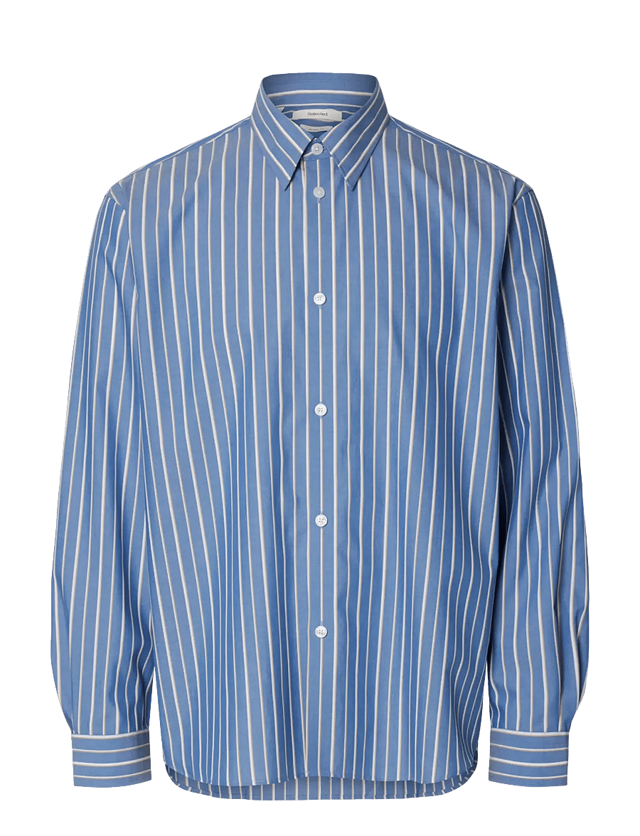 Selected - SLHRLXBEN STRIPE LS SHIRT - stribede skjorter - medieval blue - 1