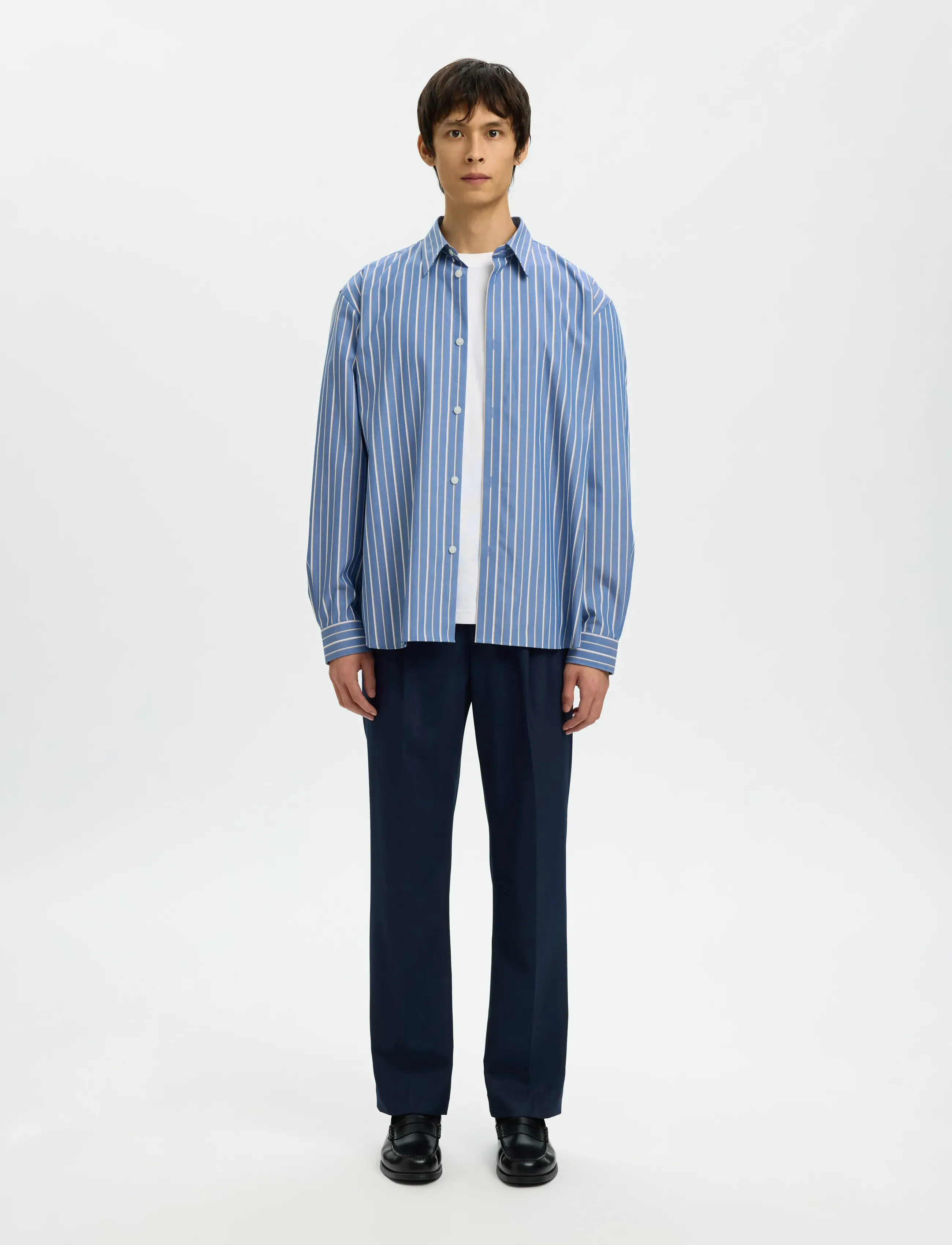 Selected - SLHRLXBEN STRIPE LS SHIRT - stribede skjorter - medieval blue - 3