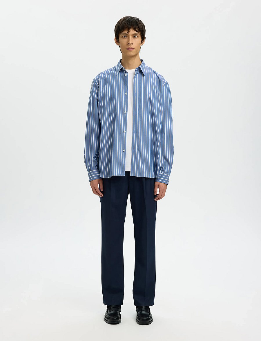 Selected - SLHRLXBEN STRIPE LS SHIRT - stribede skjorter - medieval blue - 3