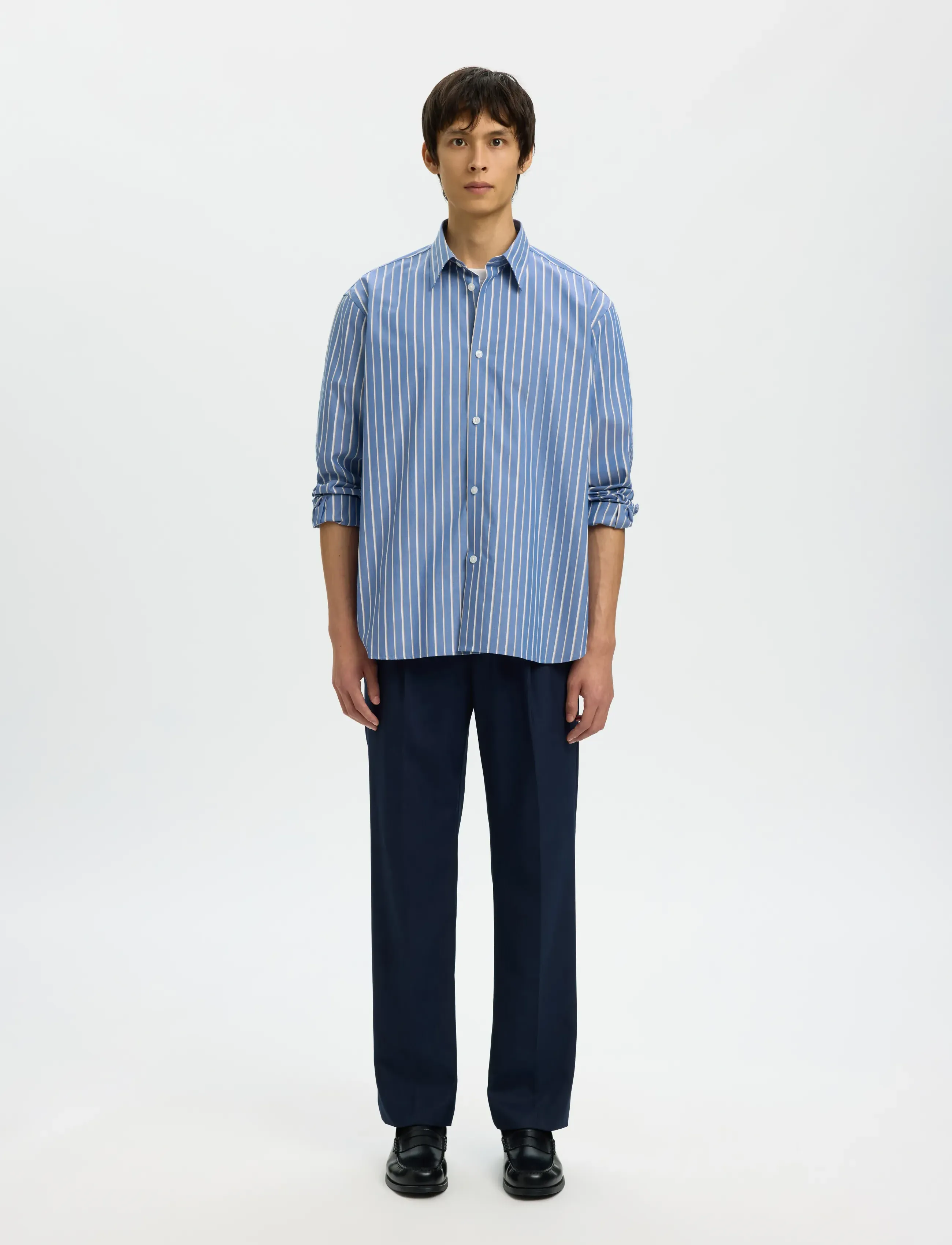 Selected - SLHRLXBEN STRIPE LS SHIRT - stribede skjorter - medieval blue - 5