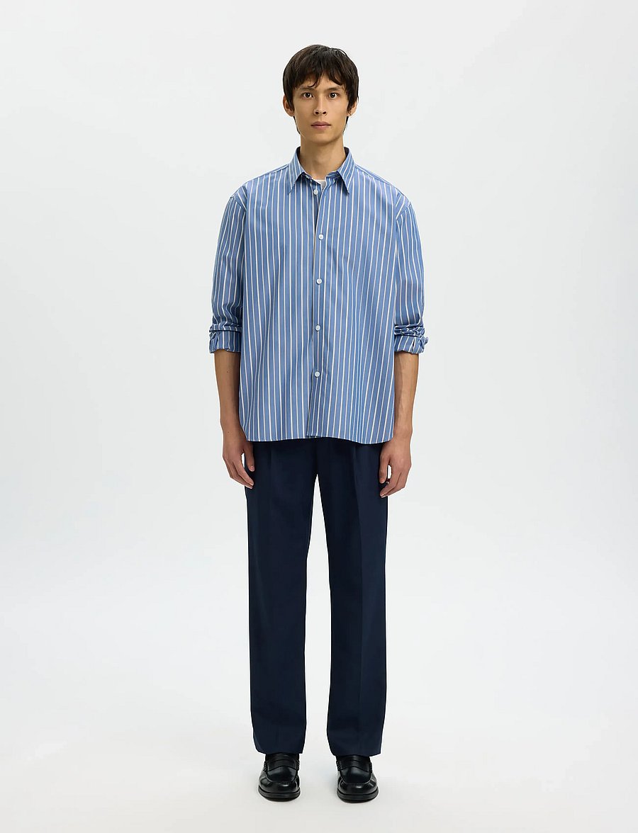 Selected - SLHRLXBEN STRIPE LS SHIRT - stribede skjorter - medieval blue - 5