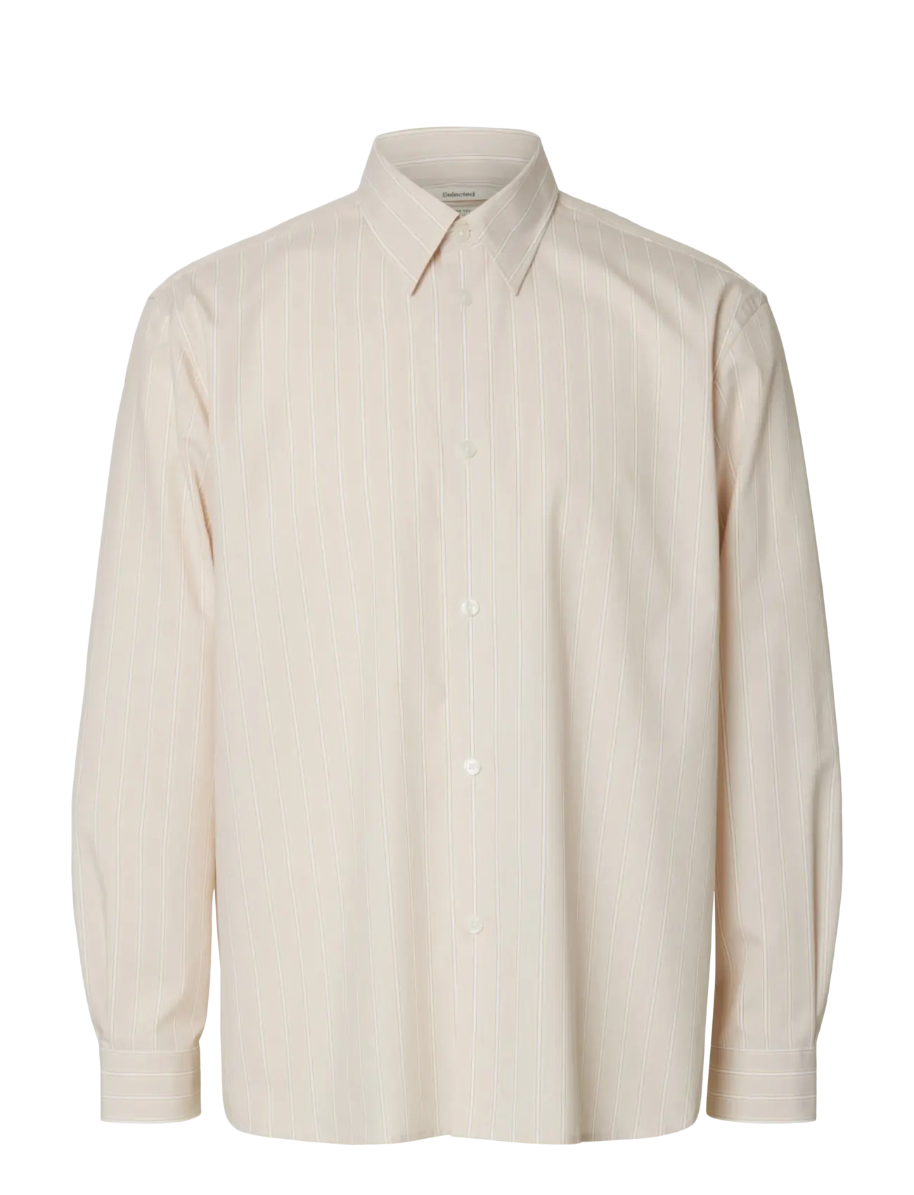 SELECTED Slhrlxben Stripe Ls Shirt Cream - S - Herren