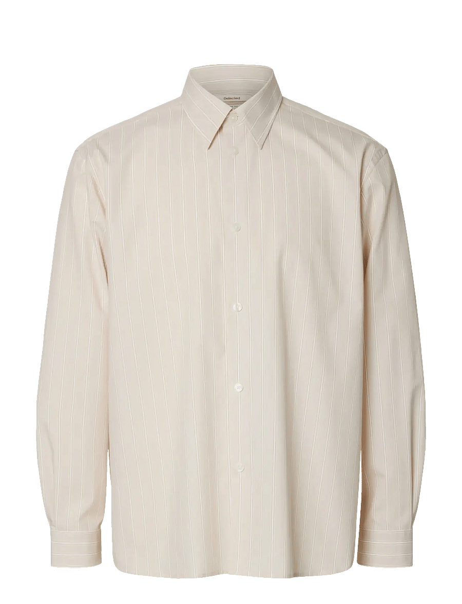 Selected - SLHRLXBEN STRIPE LS SHIRT - stribede skjorter - sand - 1