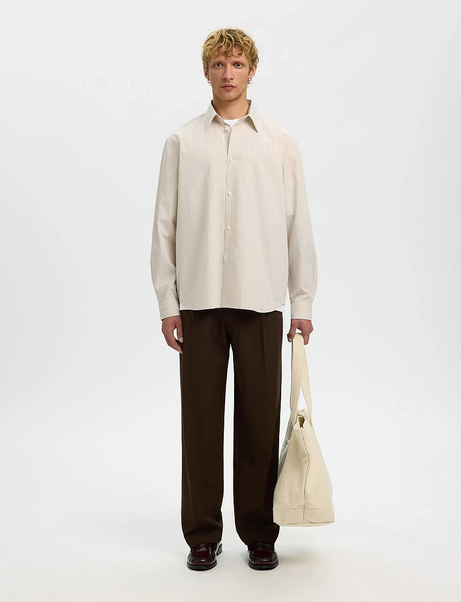 Selected - SLHRLXBEN STRIPE LS SHIRT - stribede skjorter - sand - 3