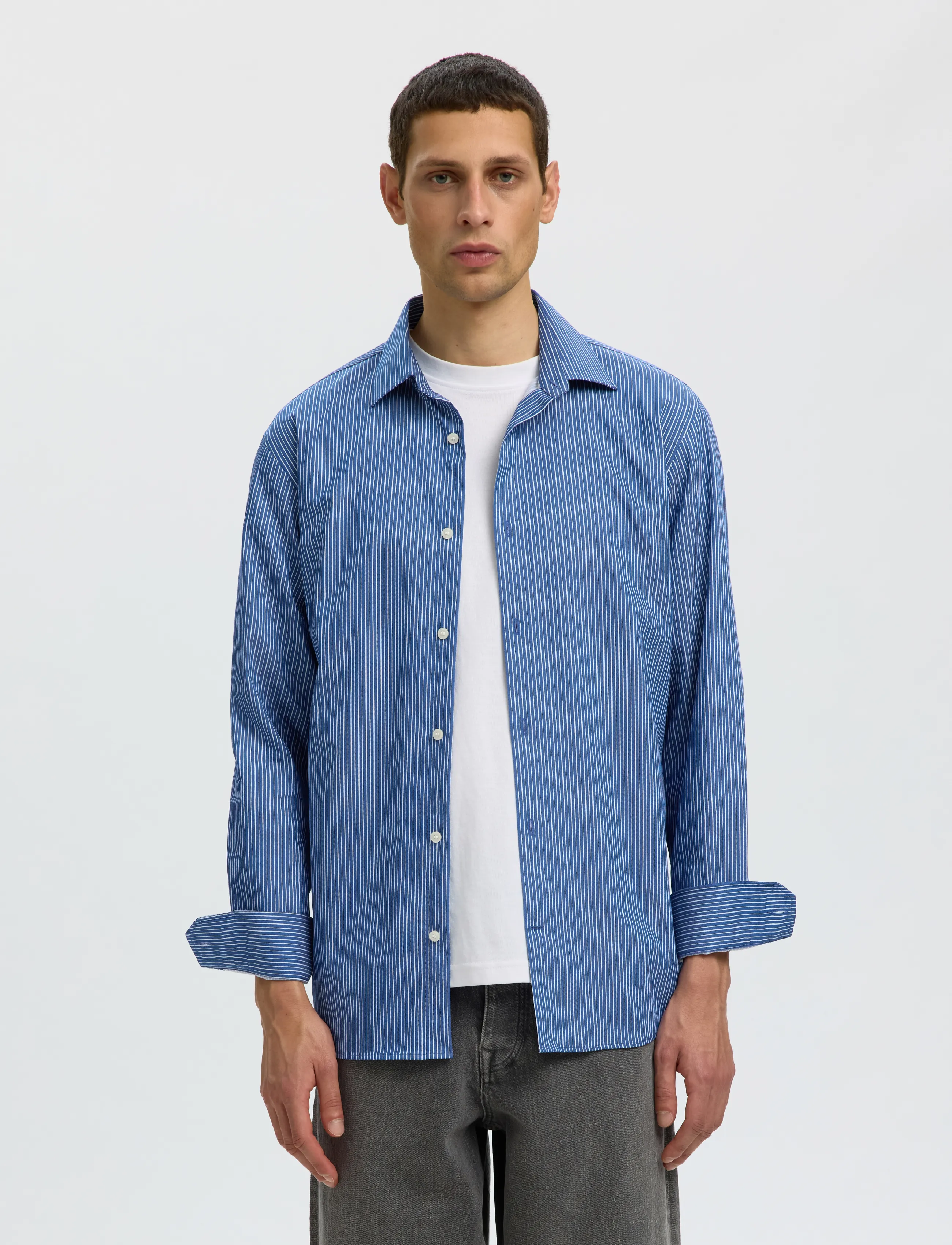 Selected SLMSLIMFILIP PERFORMANCE LS SHIRT - Hemden - LIMOGES / blue