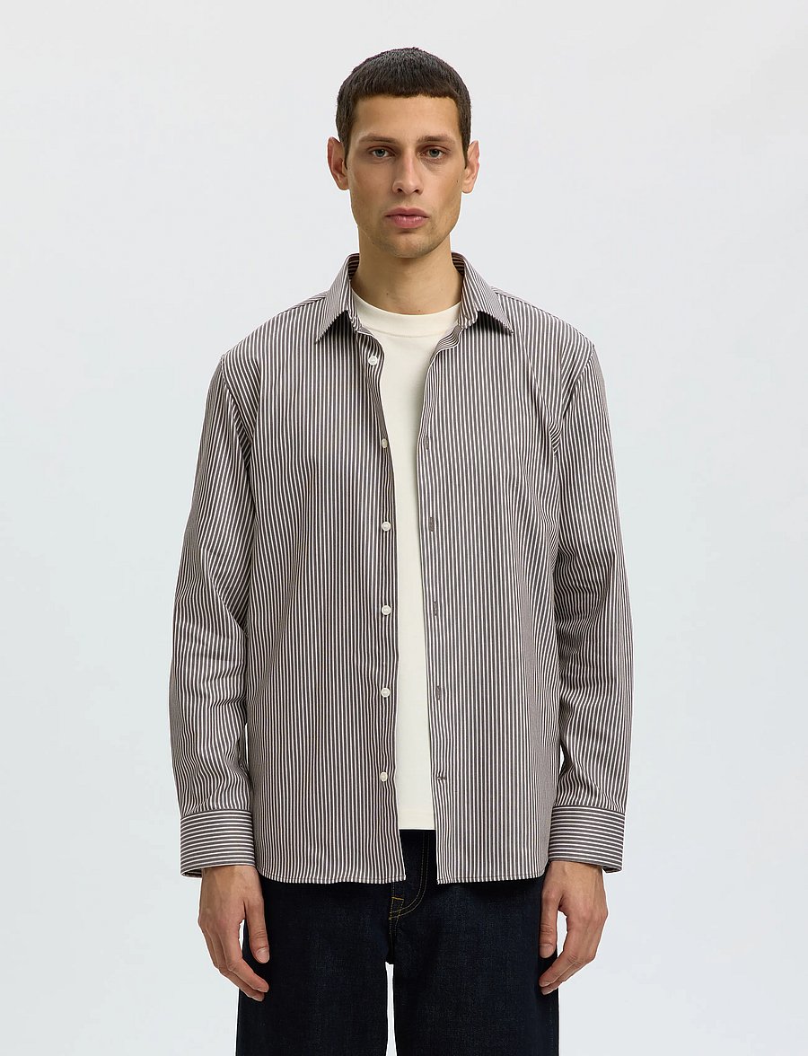 Selected - SLMSLIMFILIP PERFORMANCE LS SHIRT - turkish coffee - 0