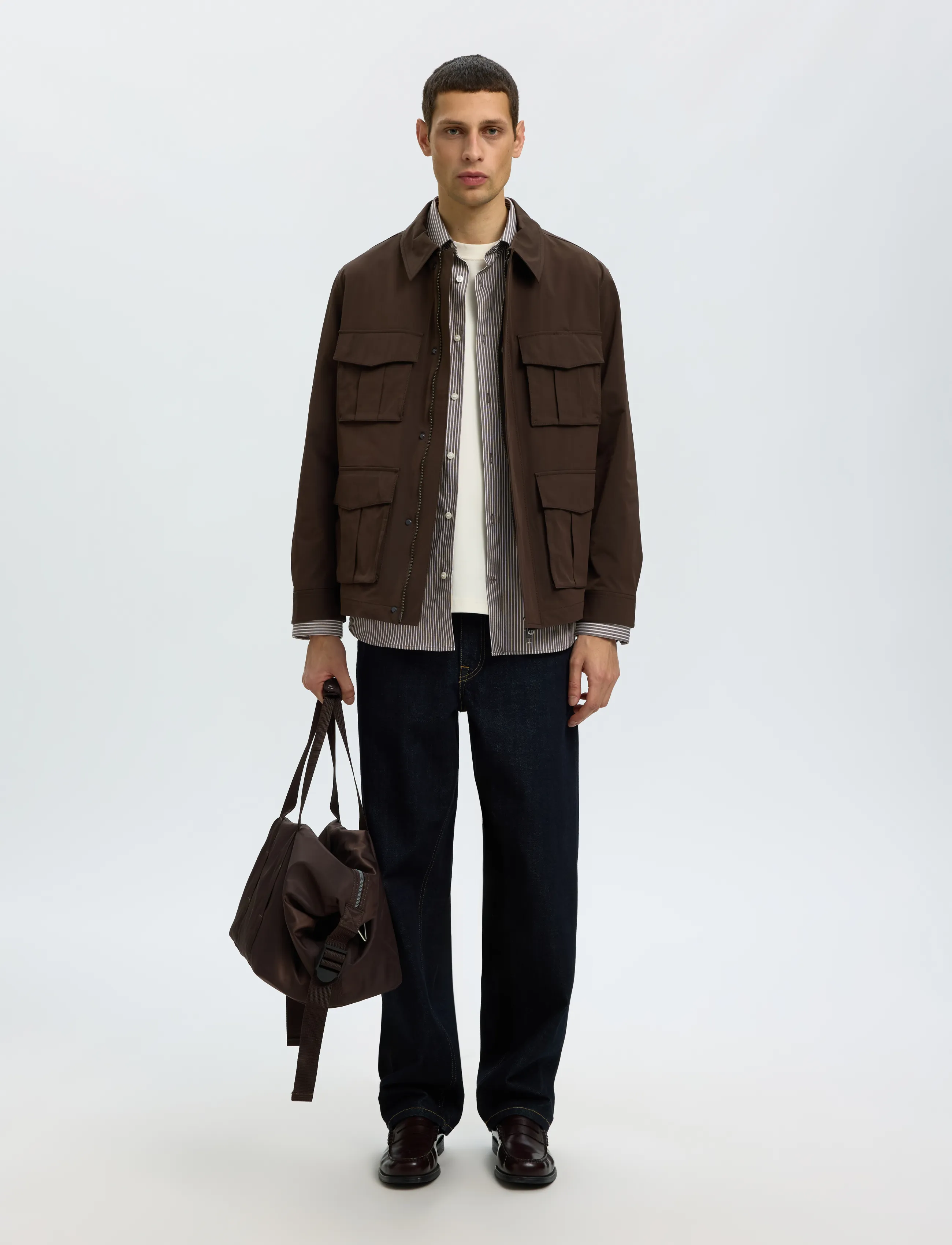 Selected - SLMSLIMFILIP PERFORMANCE LS SHIRT - turkish coffee - 5