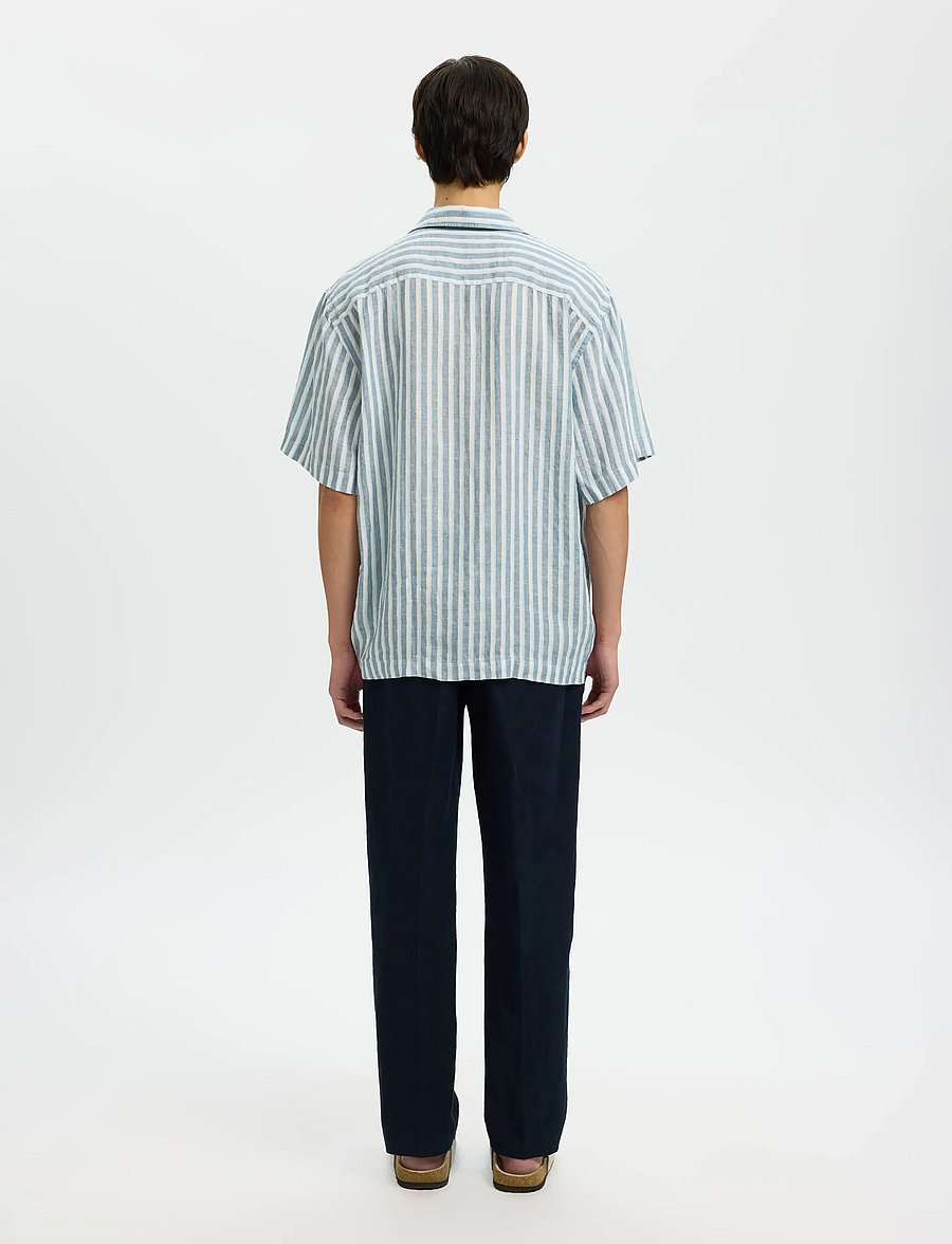 Selected - SLHRELAXKYLIAN MIX SS SHIRT RESORT - leinenhemden - blue mirage - 2