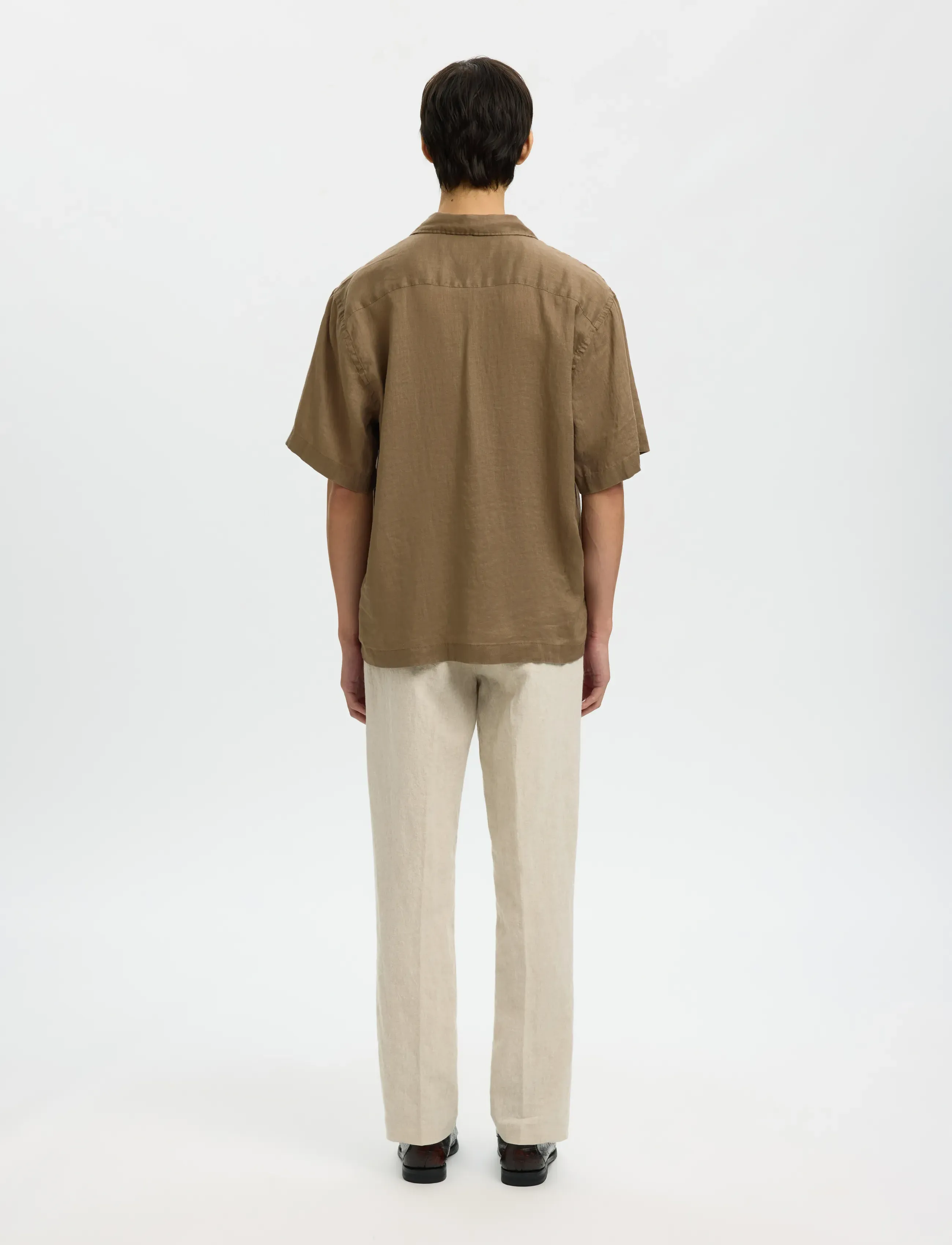 Selected - SLHRELAXKYLIAN MIX SS SHIRT RESORT - leinenhemden - chocolate chip - 2