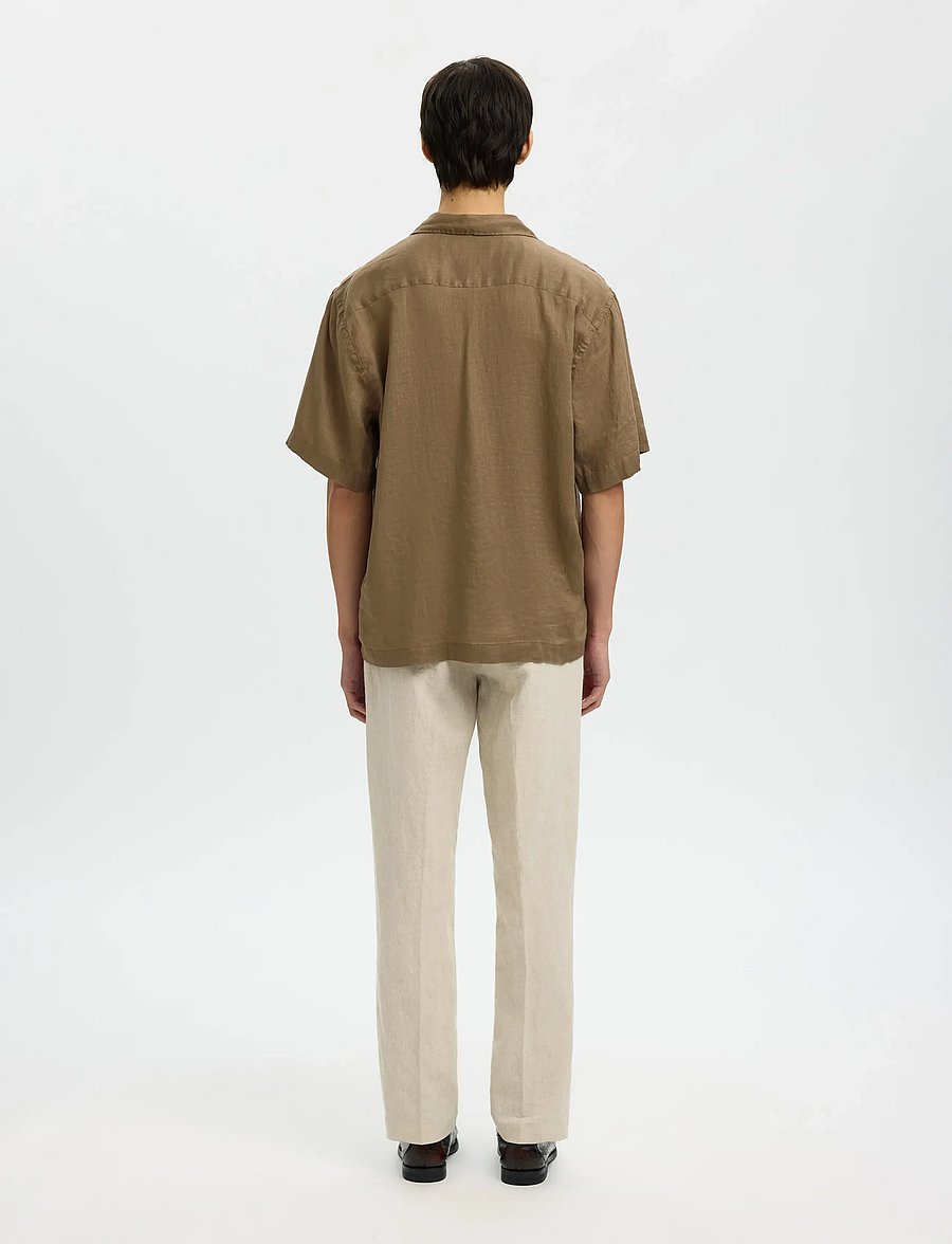 Selected - SLHRELAXKYLIAN MIX SS SHIRT RESORT - leinenhemden - chocolate chip - 2