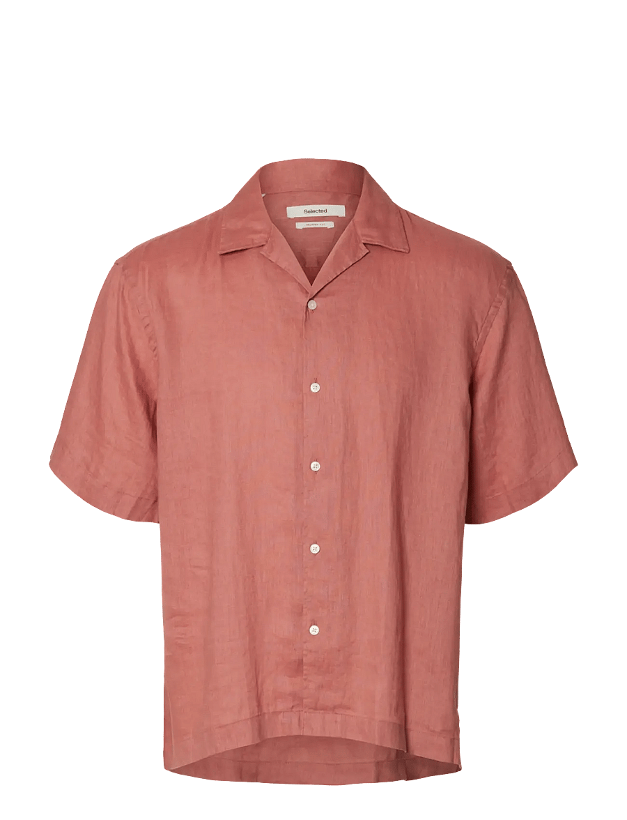 Selected - SLHRELAXKYLIAN MIX SS SHIRT RESORT - leinenhemden - dusty rose - 0
