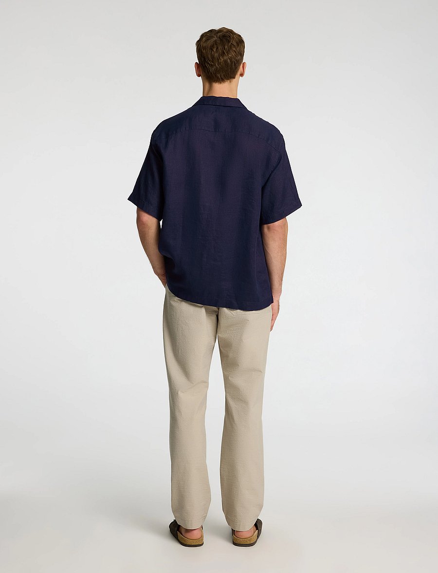 Selected - SLHRELAXKYLIAN MIX SS SHIRT RESORT - leinenhemden - navy blazer - 2