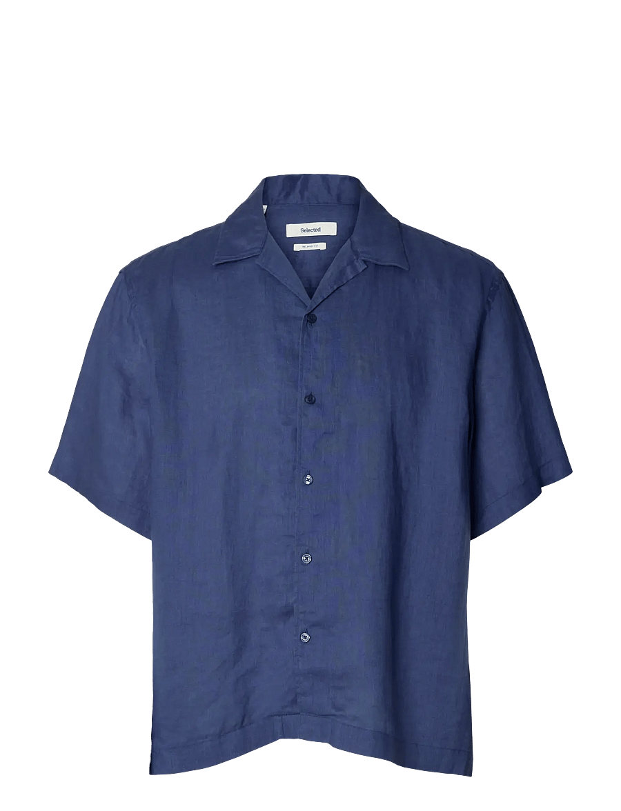 Selected - SLHRELAXKYLIAN MIX SS SHIRT RESORT - leinenhemden - oceana - 1