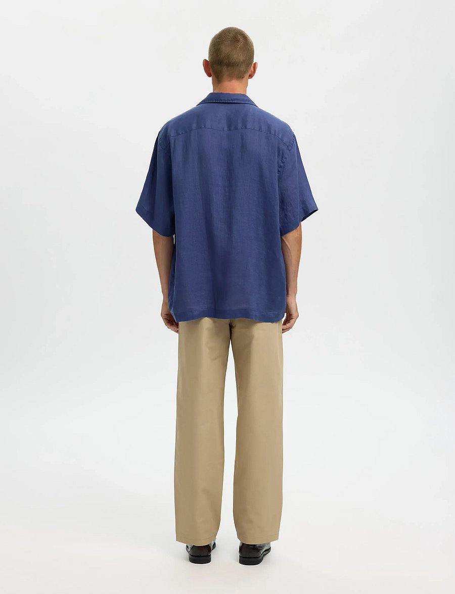 Selected - SLHRELAXKYLIAN MIX SS SHIRT RESORT - leinenhemden - oceana - 2