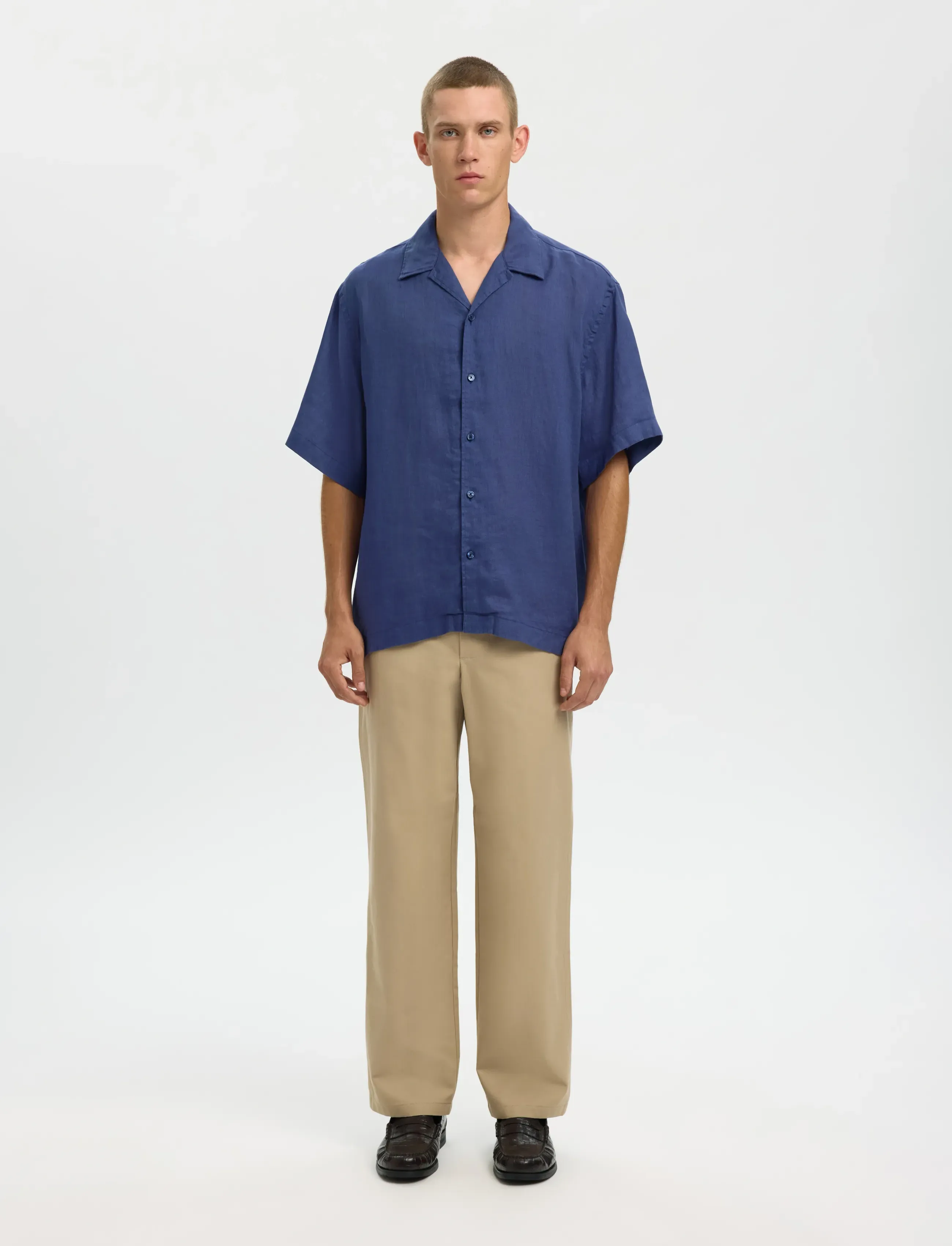 Selected - SLHRELAXKYLIAN MIX SS SHIRT RESORT - hørskjorter - oceana - 3
