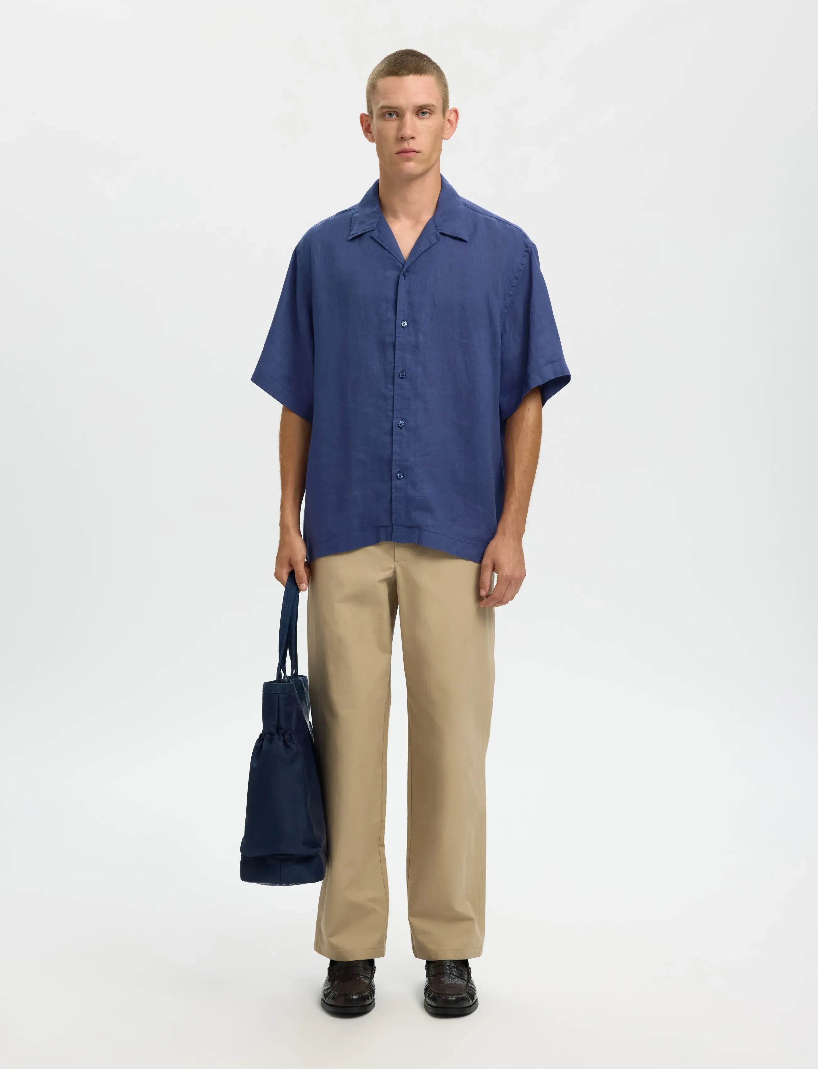 Selected - SLHRELAXKYLIAN MIX SS SHIRT RESORT - hørskjorter - oceana - 5
