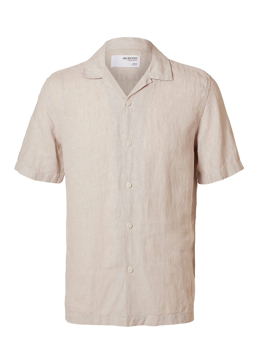 Selected - SLHRELAXKYLIAN MIX SS SHIRT RESORT - leinenhemden - pure cashmere - 1