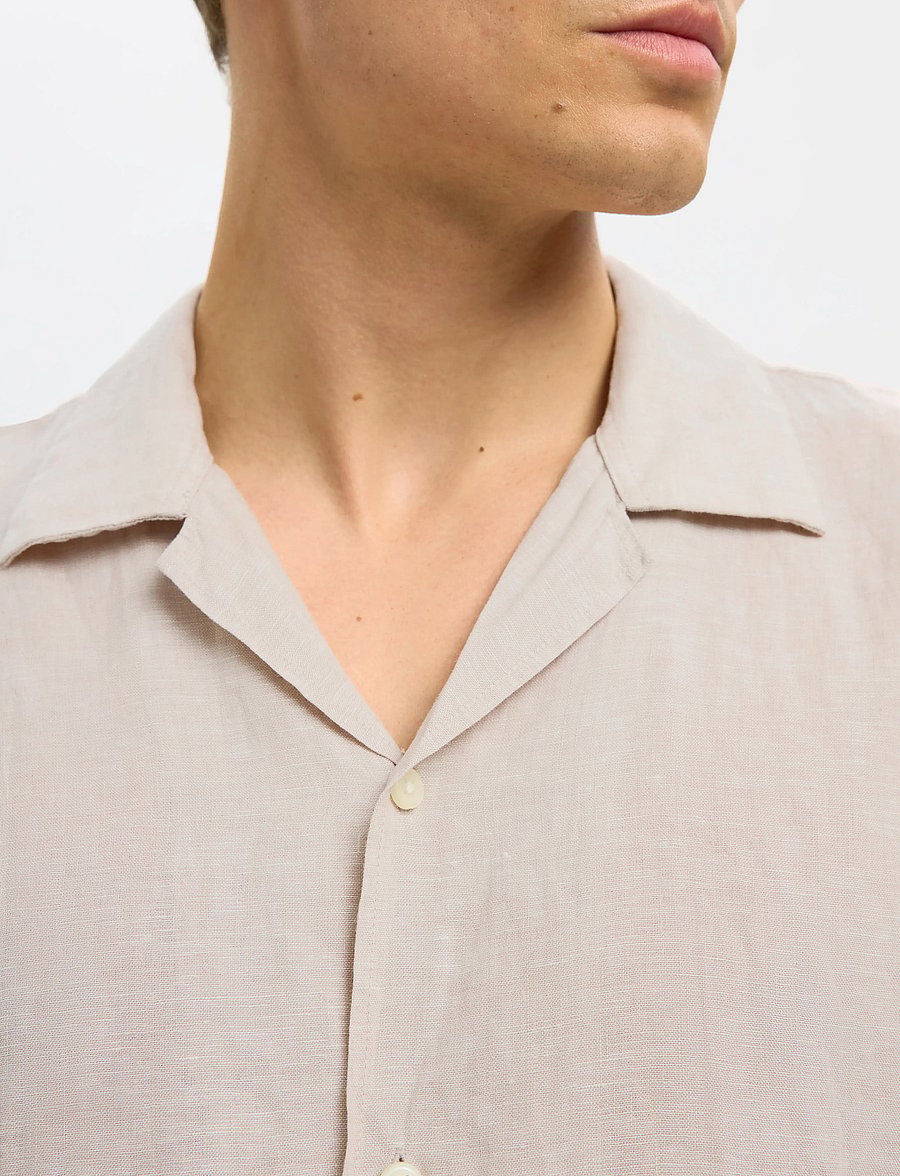Selected - SLHRELAXKYLIAN MIX SS SHIRT RESORT - leinenhemden - pure cashmere - 3