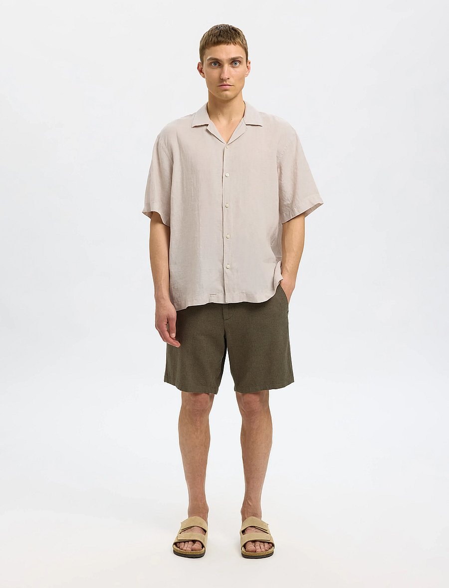 Selected - SLHRELAXKYLIAN MIX SS SHIRT RESORT - leinenhemden - pure cashmere - 5
