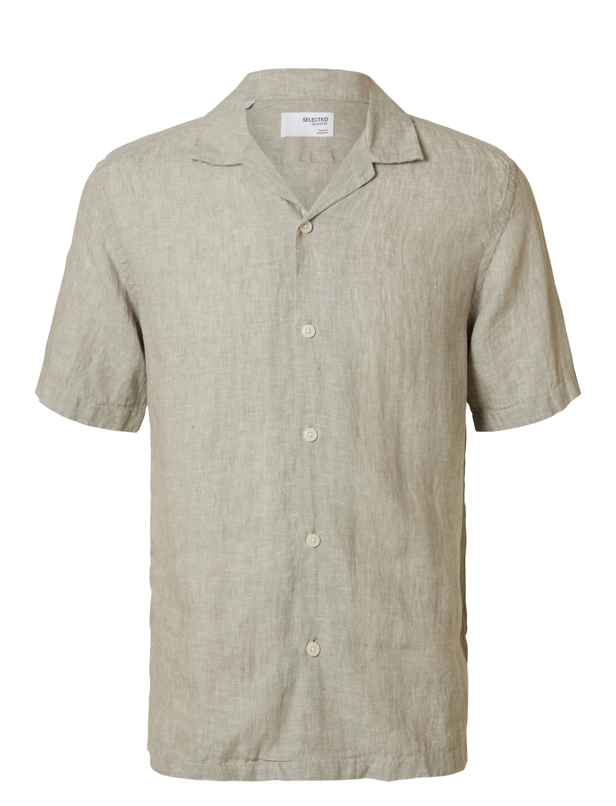 Selected SLHRLXKYLIAN LINEN SS SHIRT RESORT - Selected - VETIVER / green