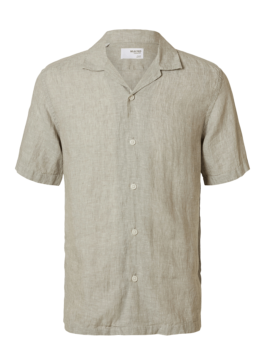 Selected - SLHRELAXKYLIAN MIX SS SHIRT RESORT - leinenhemden - vetiver - 1