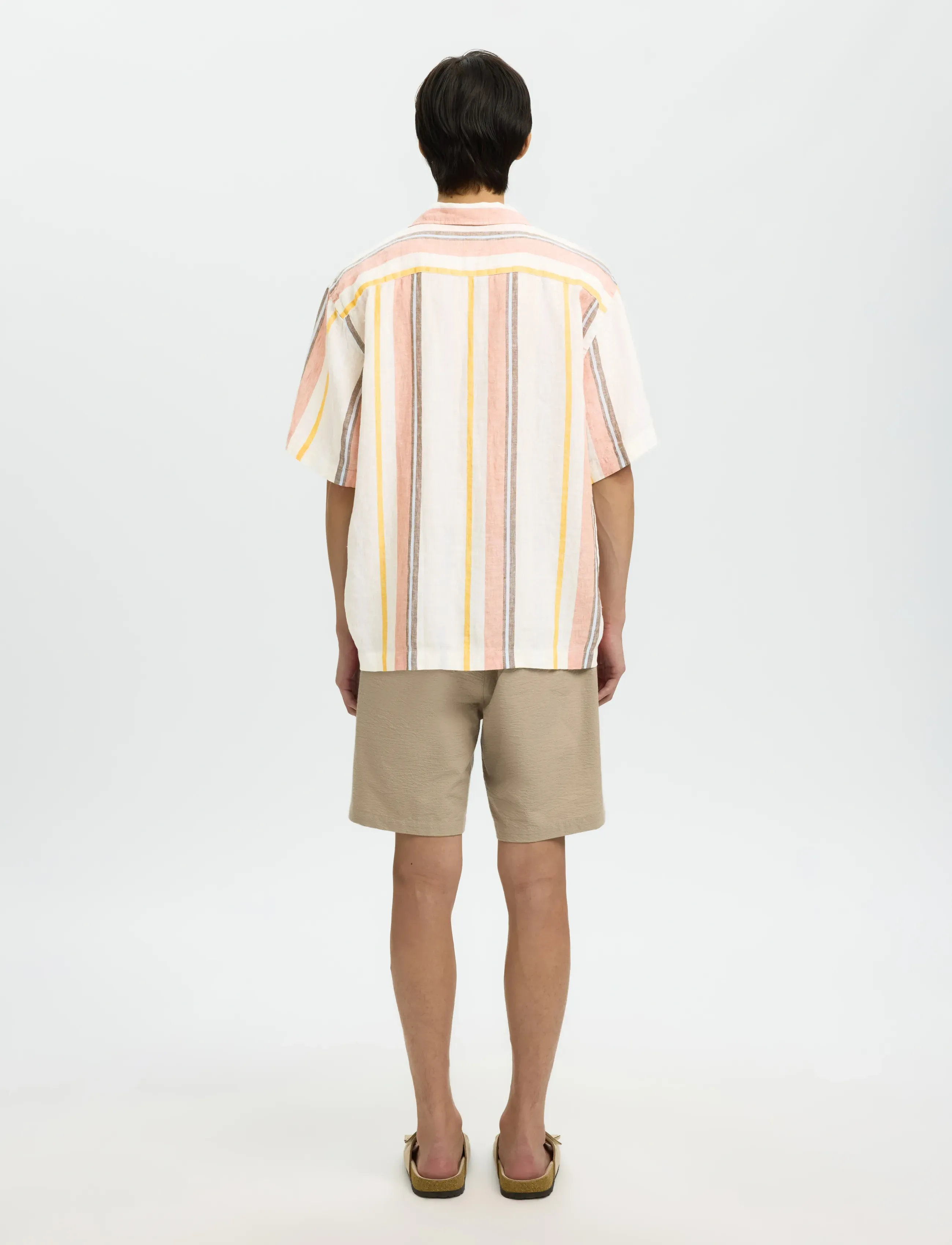 Selected - SLHRELAXKYLIAN MIX SS SHIRT RESORT - hørskjorter - white - 2