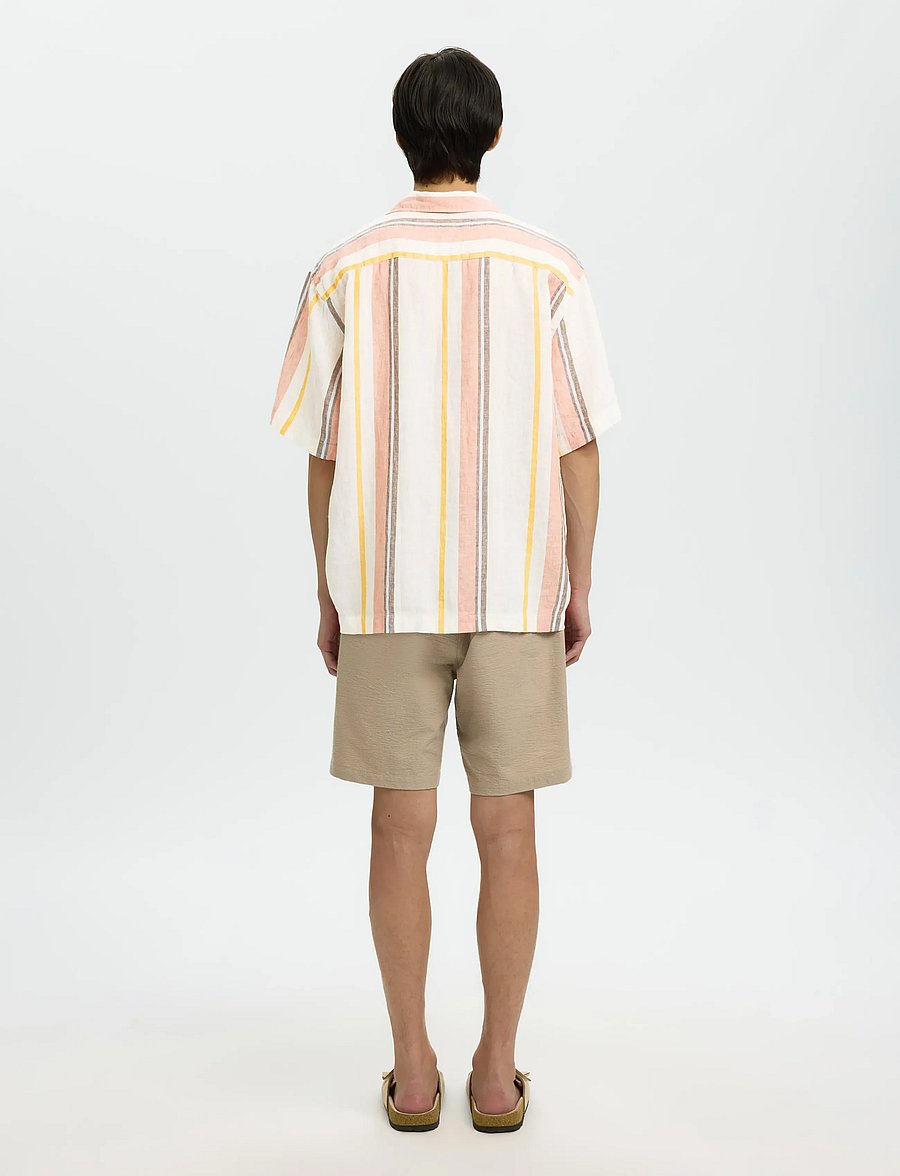 Selected - SLHRELAXKYLIAN MIX SS SHIRT RESORT - leinenhemden - white - 2