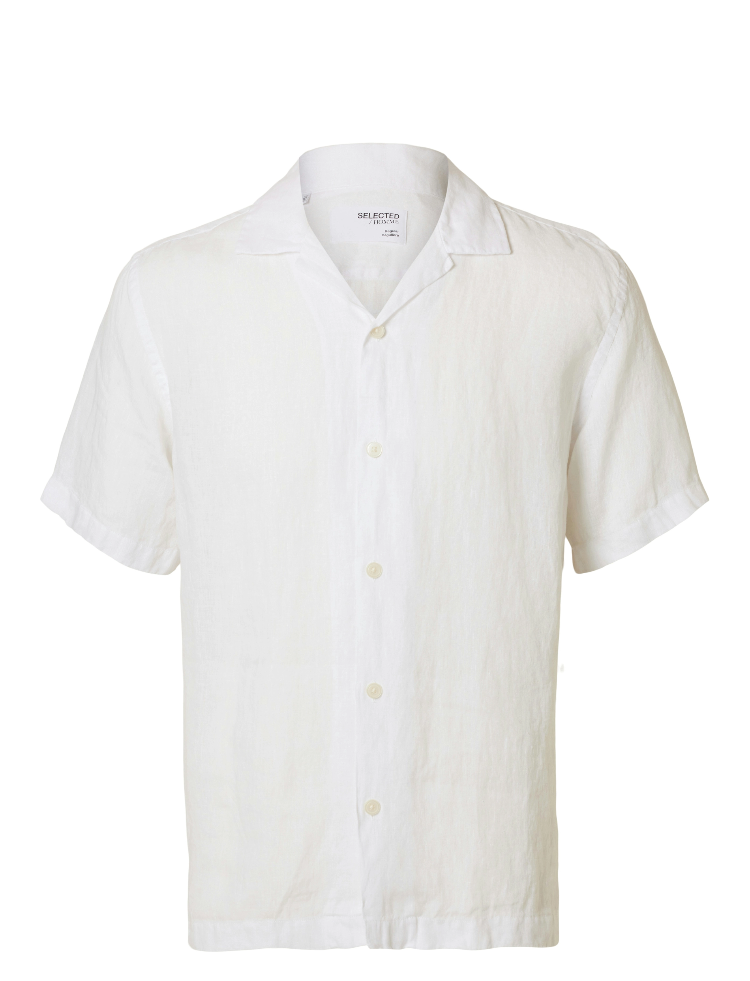 Selected SLHRLXKYLIAN LINEN SS SHIRT RESORT - Selected - WHITE / white