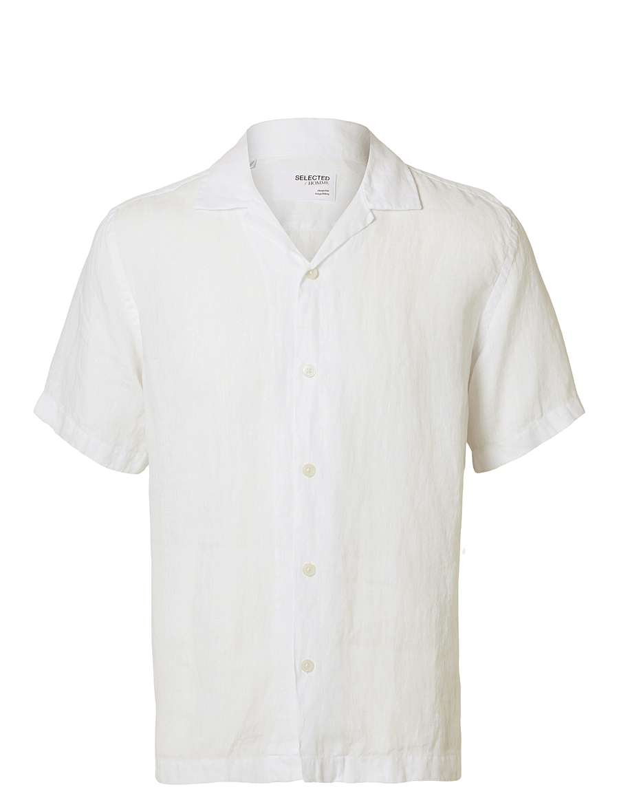 Selected - SLHRLXKYLIAN LINEN SS SHIRT RESORT - chemises de lin - white - 1