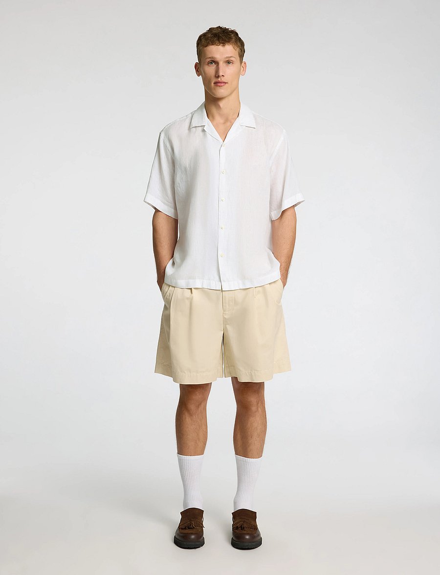 Selected - SLHRLXKYLIAN LINEN SS SHIRT RESORT - chemises de lin - white - 3