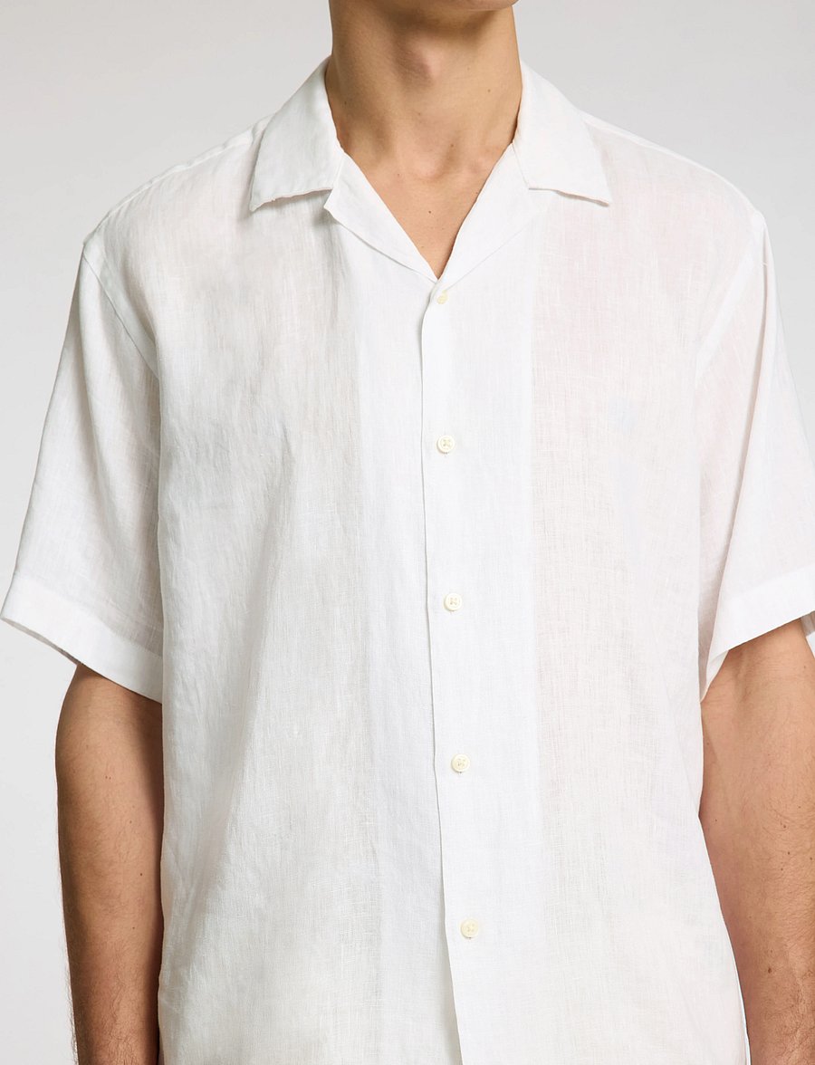 Selected - SLHRLXKYLIAN LINEN SS SHIRT RESORT - chemises de lin - white - 5
