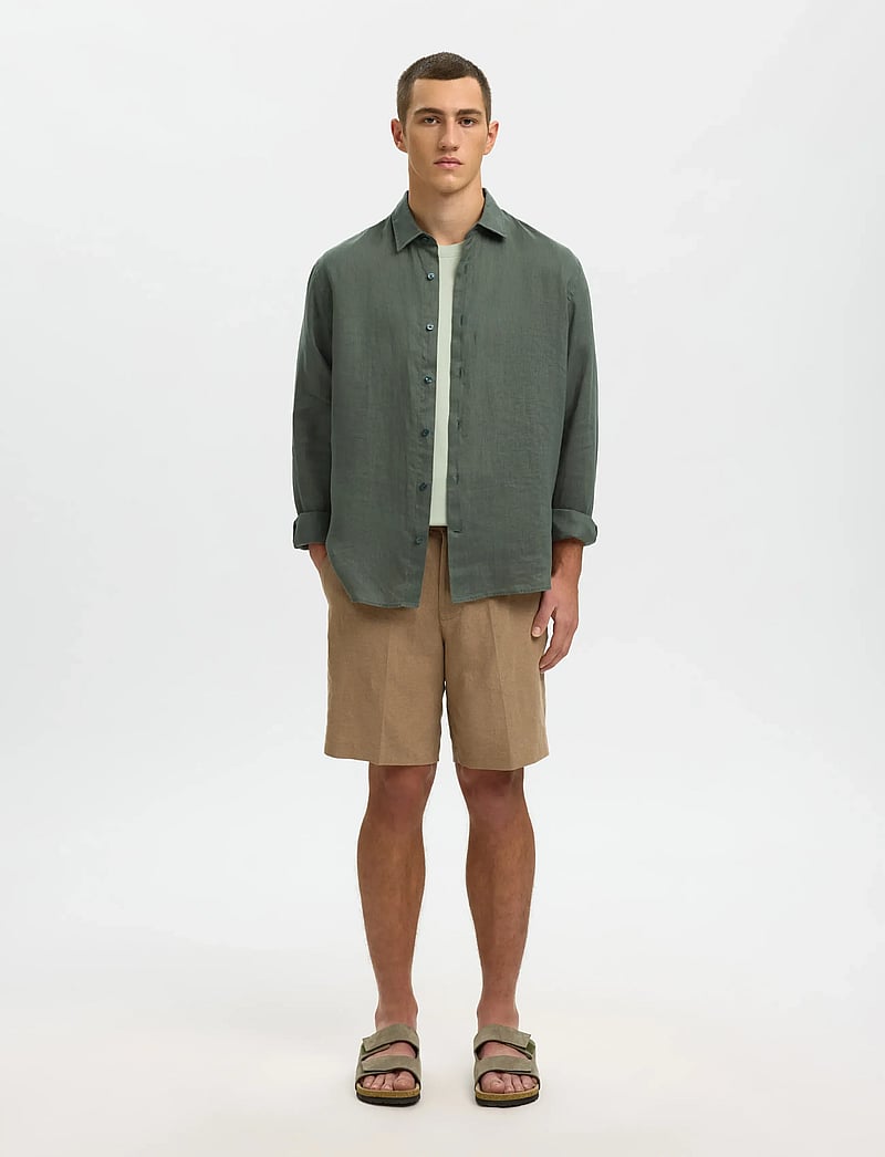 Selected - SLHREGKYLIAN LINEN LS SHIRT - hørskjorter - balsam green - 3