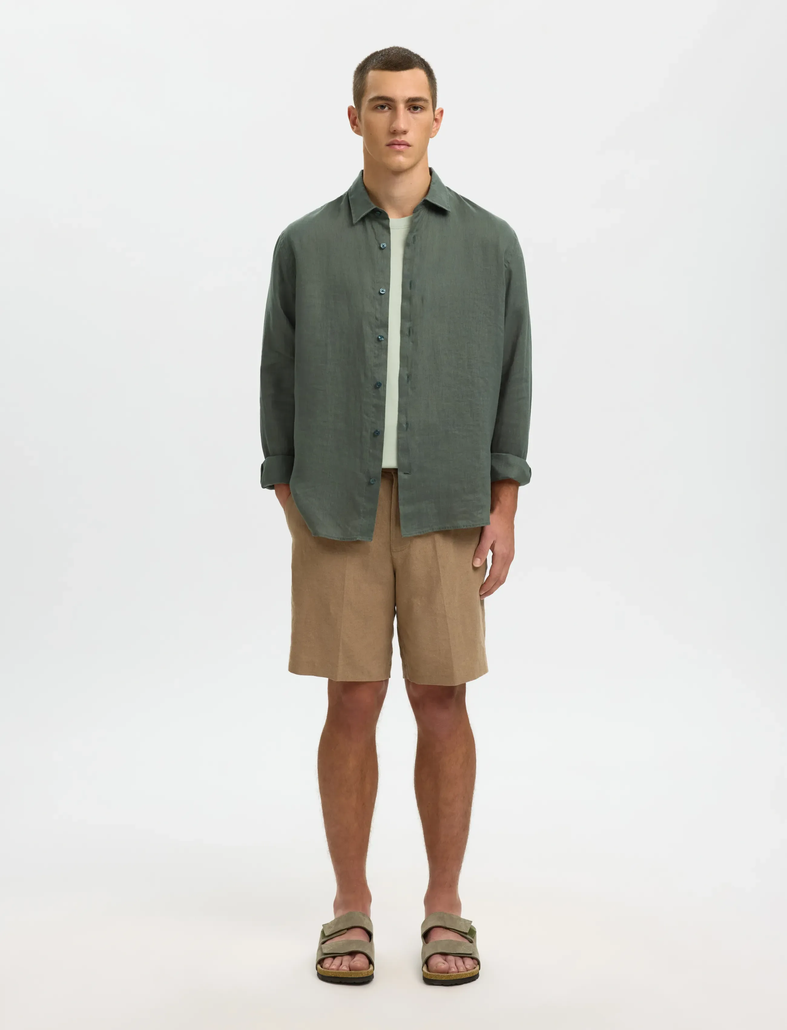 Selected - SLHREGKYLIAN LINEN LS SHIRT - hørskjorter - balsam green - 3