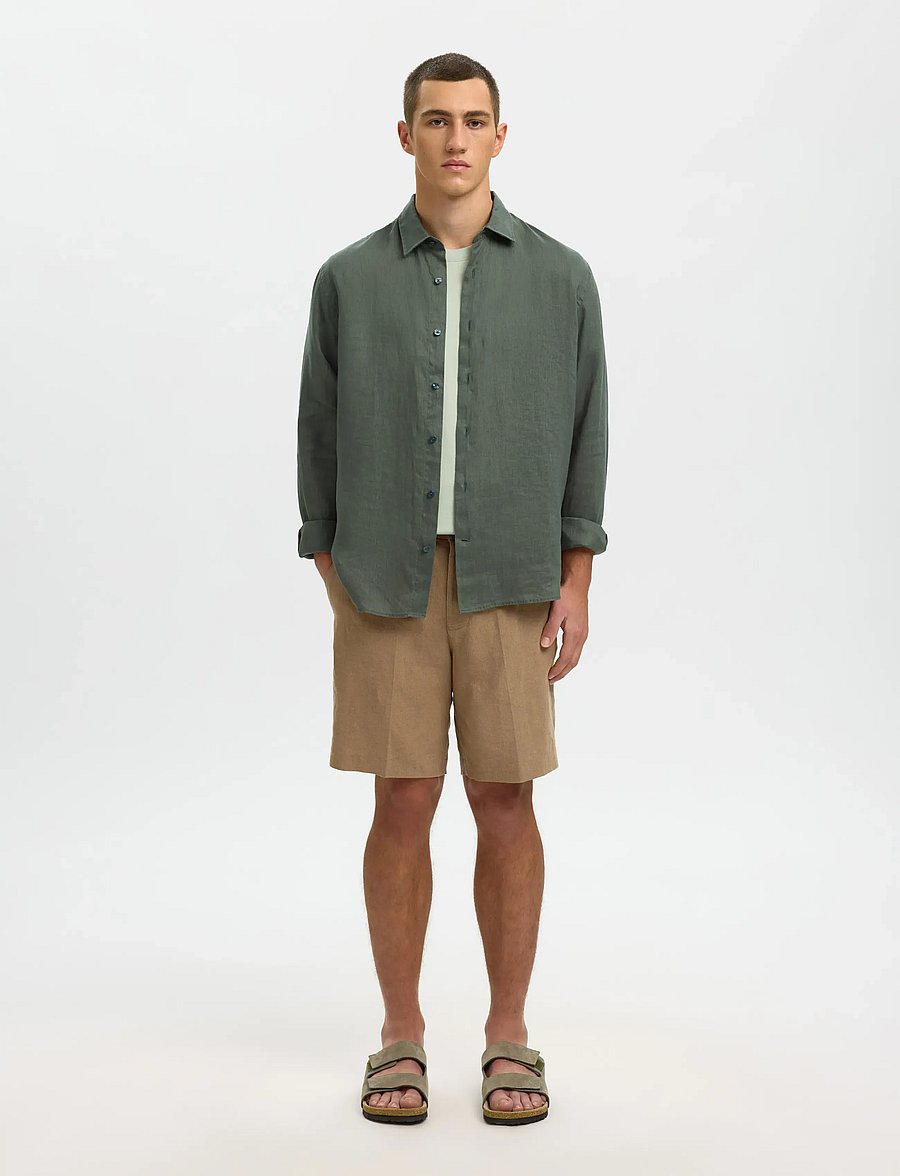 Selected - SLHREGKYLIAN LINEN LS SHIRT - hørskjorter - balsam green - 3