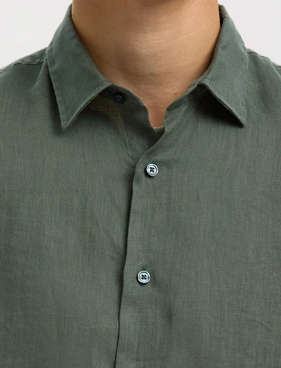 Selected - SLHREGKYLIAN LINEN LS SHIRT - hørskjorter - balsam green - 4