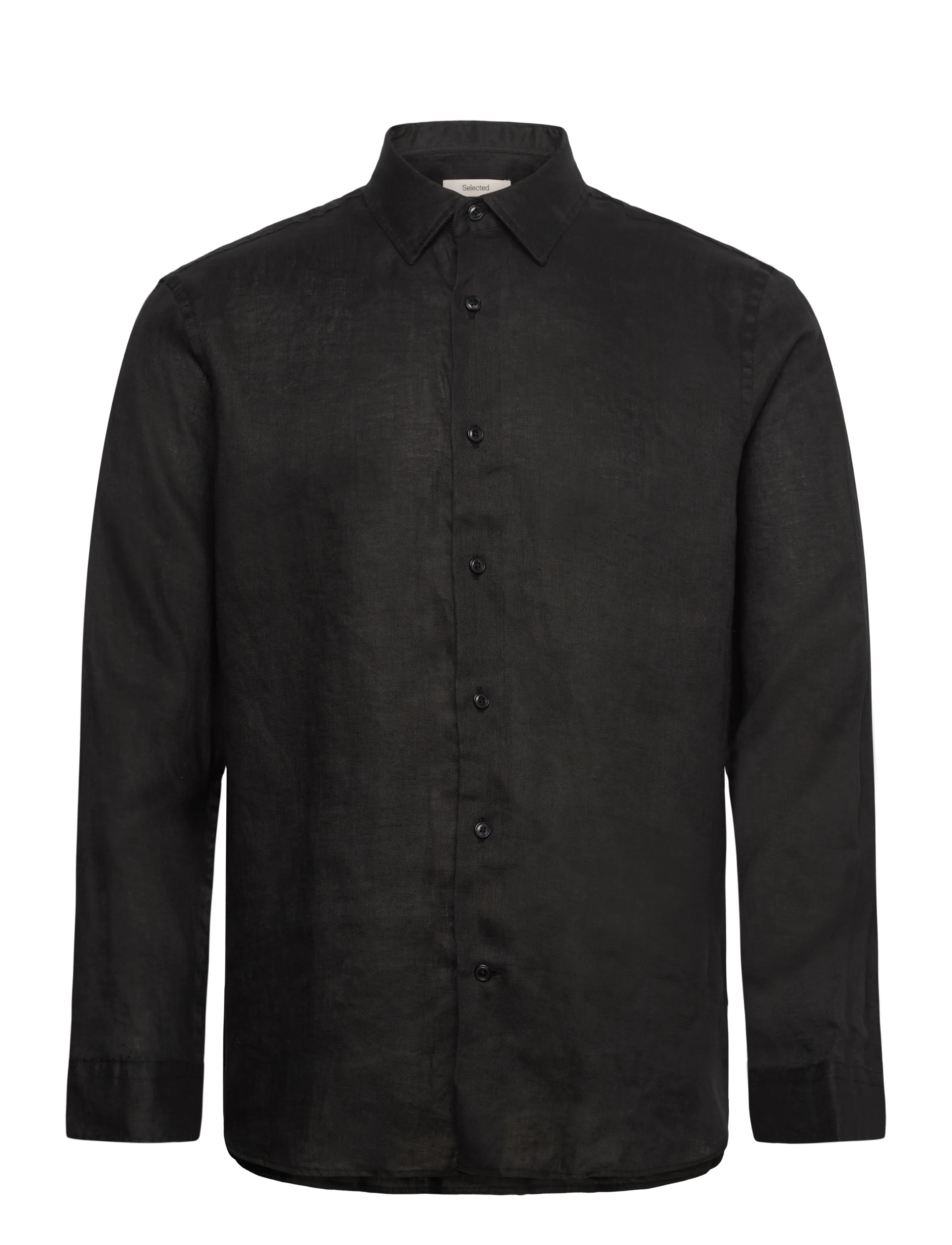 Selected SLHREGKYLIAN LINEN LS SHIRT - Dagens superdeals - BLACK / black