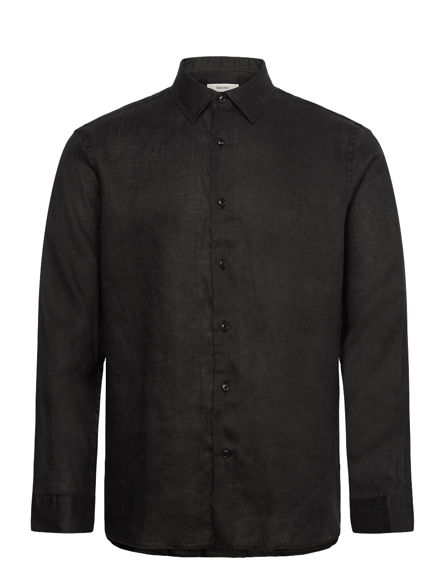 Selected - SLHREGKYLIAN LINEN LS SHIRT - chemises de lin - black - 0