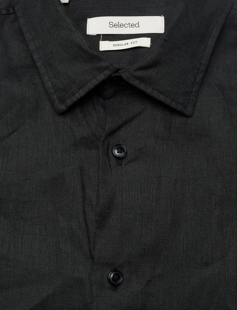 Selected - SLHREGKYLIAN LINEN LS SHIRT - chemises de lin - black - 2