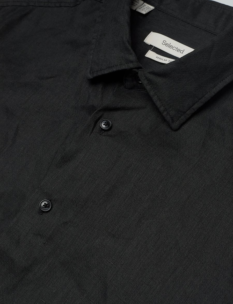 Selected - SLHREGKYLIAN LINEN LS SHIRT - chemises de lin - black - 3