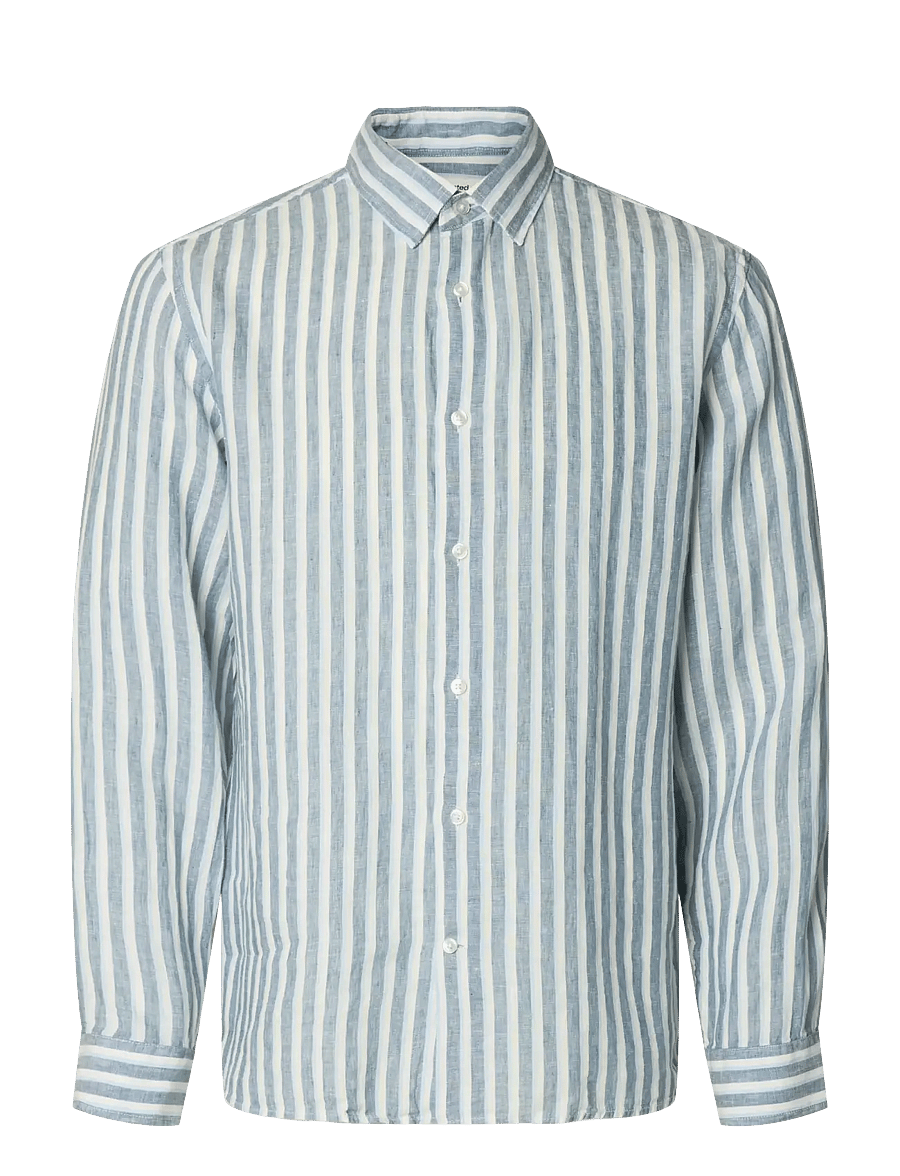 Selected - SLHREGKYLIAN LINEN LS SHIRT - hørskjorter - blue mirage - 0