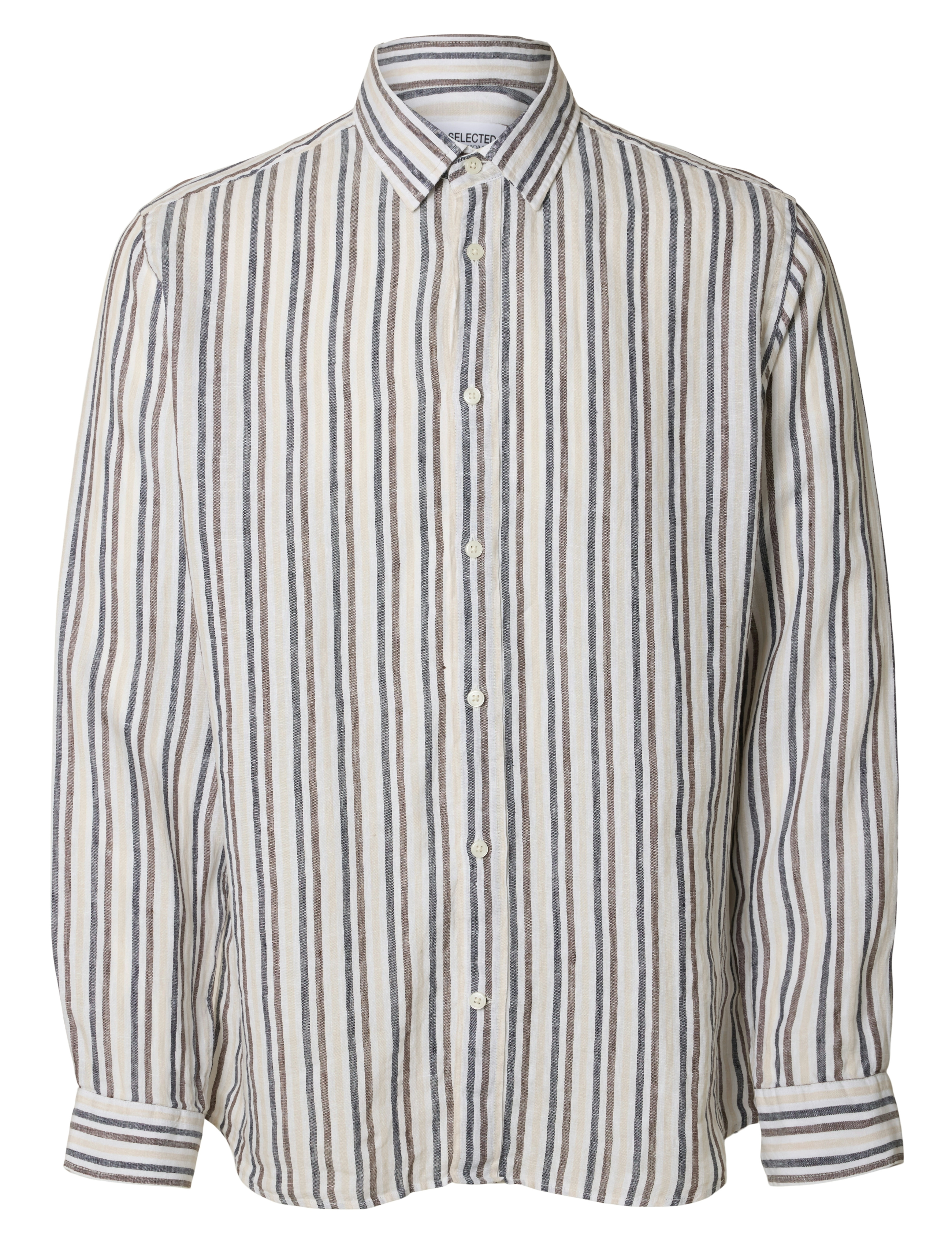 Selected SLHREGKYLIAN LINEN LS SHIRT - Skjortor - BRIGHT WHITE / multi
