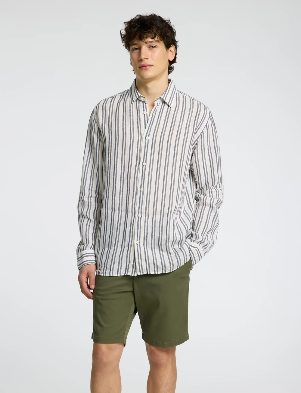 Selected - SLHREGKYLIAN MIX LS SHIRT - leinenhemden - bright white - 0