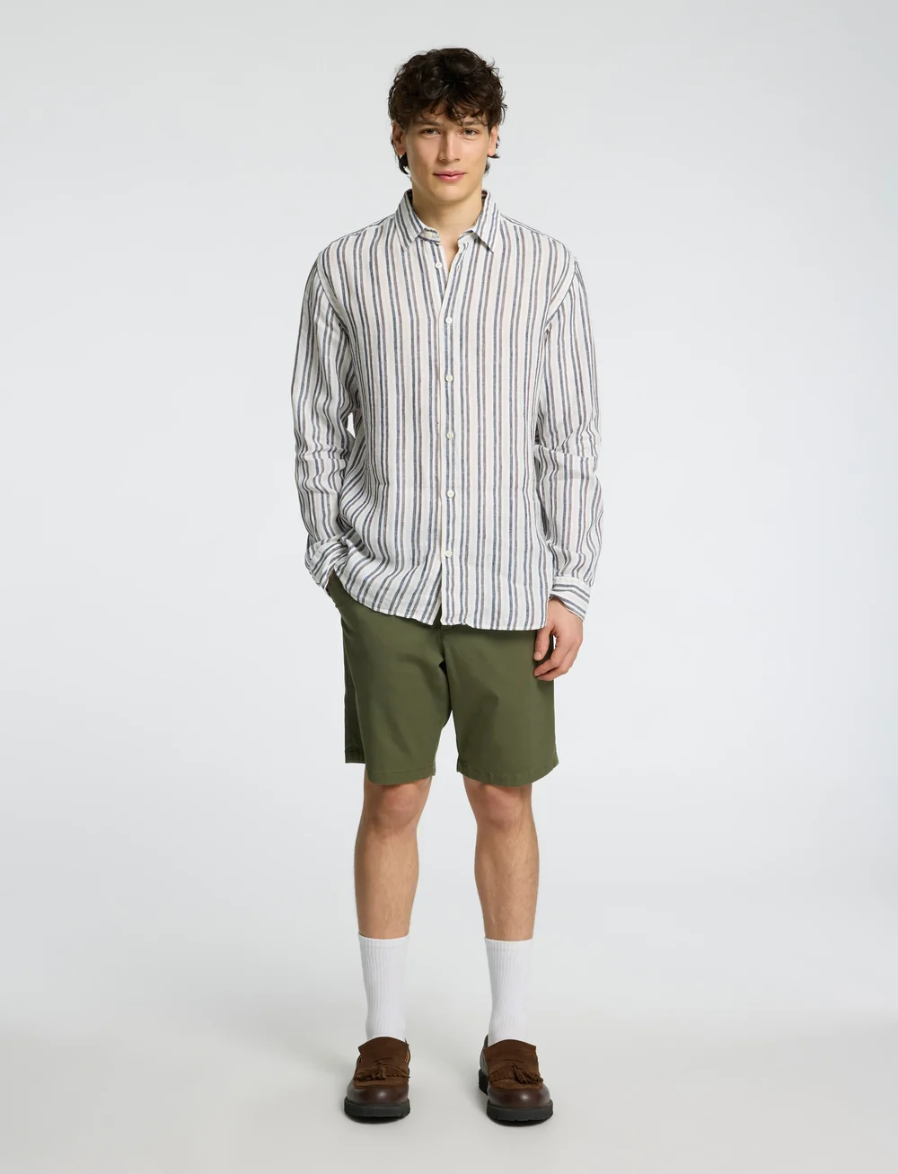 Selected - SLHREGKYLIAN MIX LS SHIRT - leinenhemden - bright white - 5